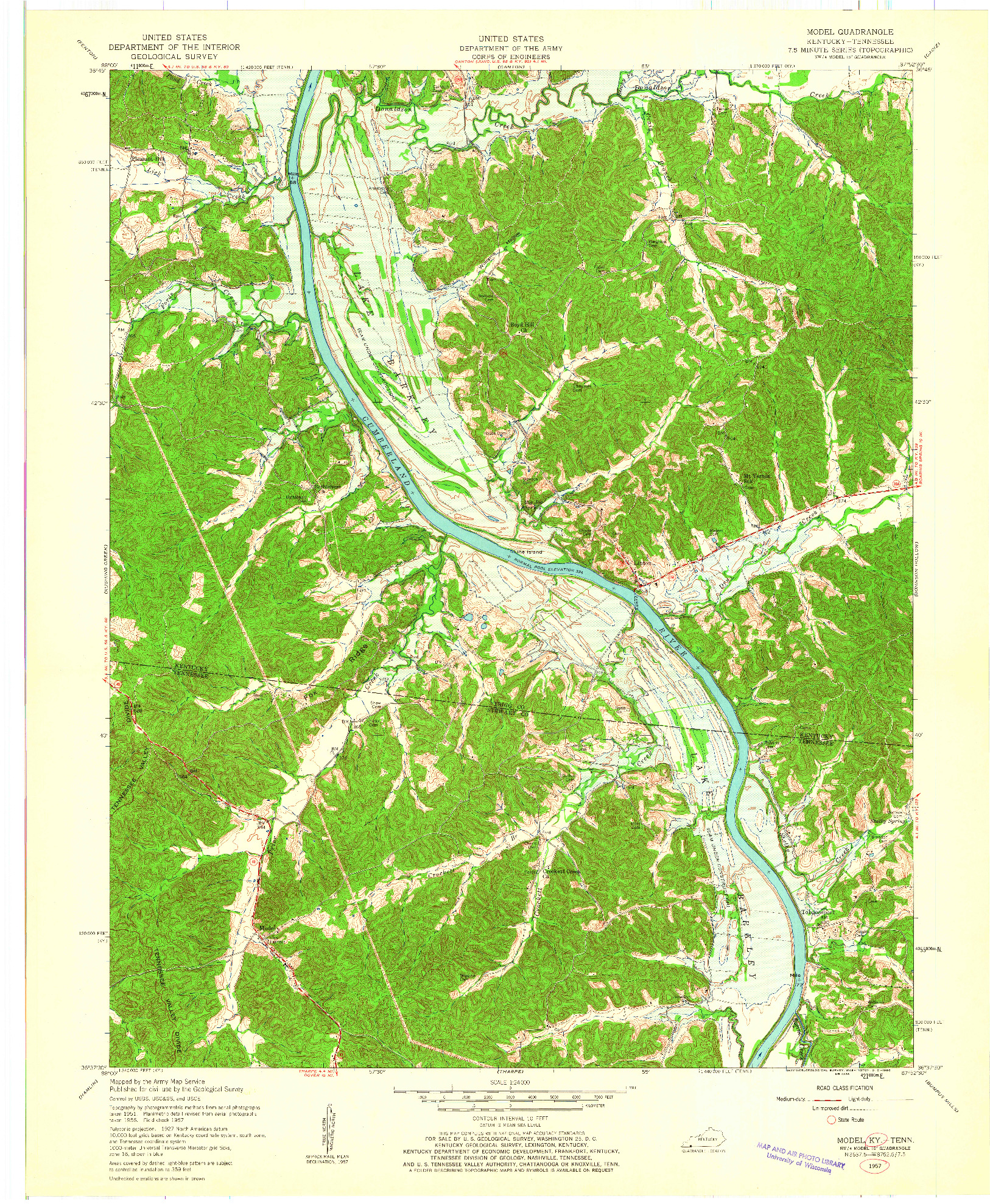 USGS 1:24000-SCALE QUADRANGLE FOR MODEL, KY 1957
