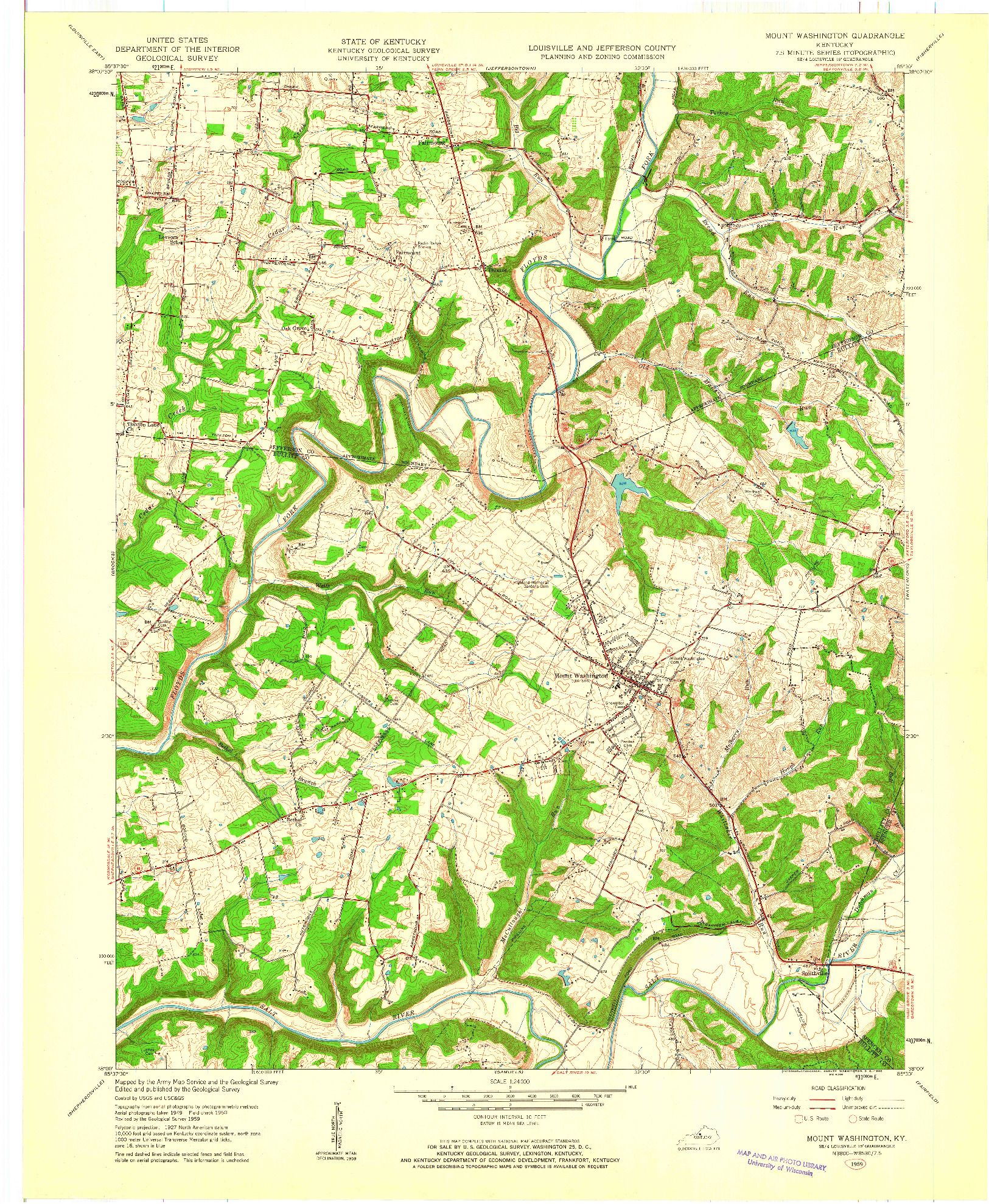 USGS 1:24000-SCALE QUADRANGLE FOR MOUNT WASHINGTON, KY 1959