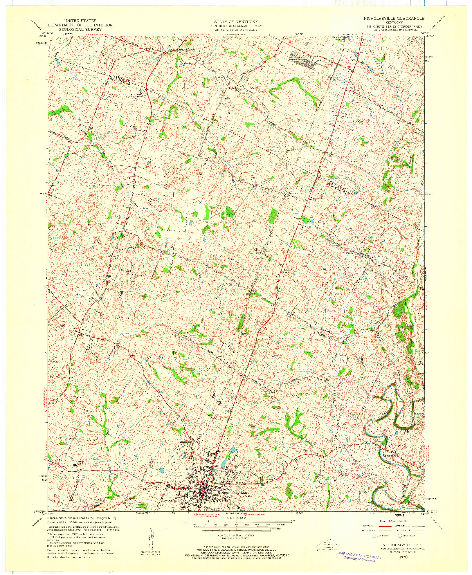 USGS 1:24000-SCALE QUADRANGLE FOR NICHOLASVILLE, KY 1959