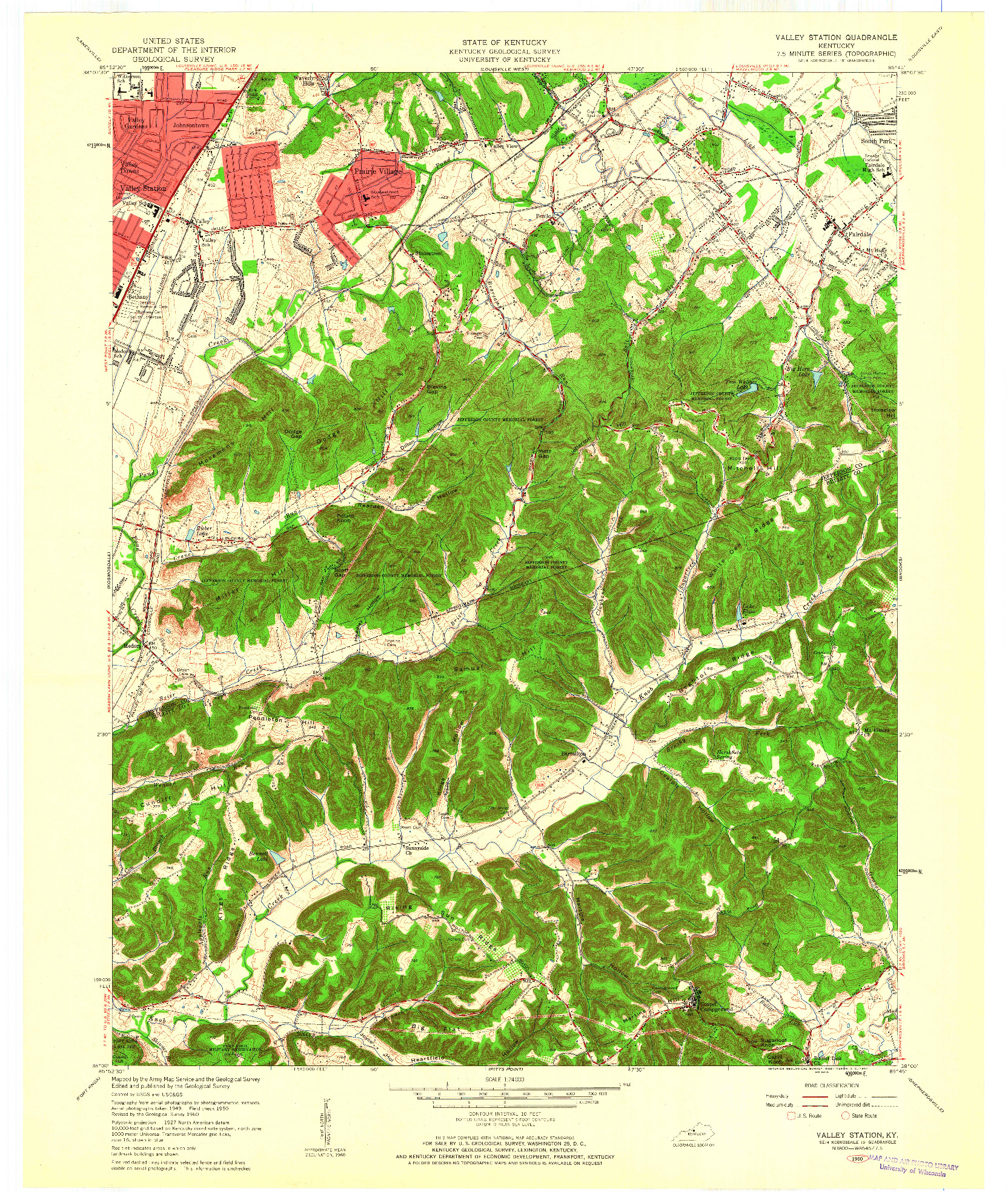 USGS 1:24000-SCALE QUADRANGLE FOR VALLEY STATION, KY 1960
