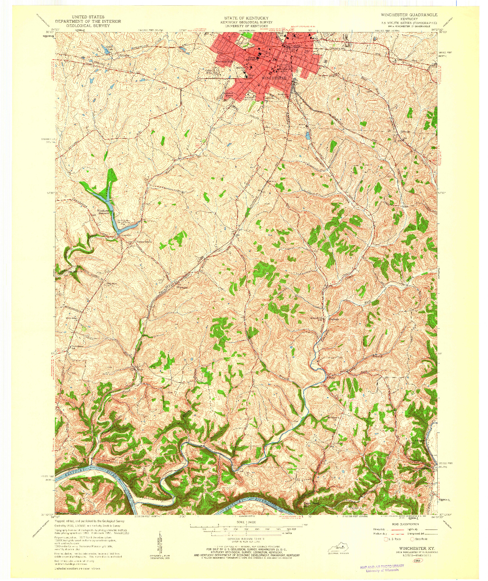 USGS 1:24000-SCALE QUADRANGLE FOR WINCHESTER, KY 1959