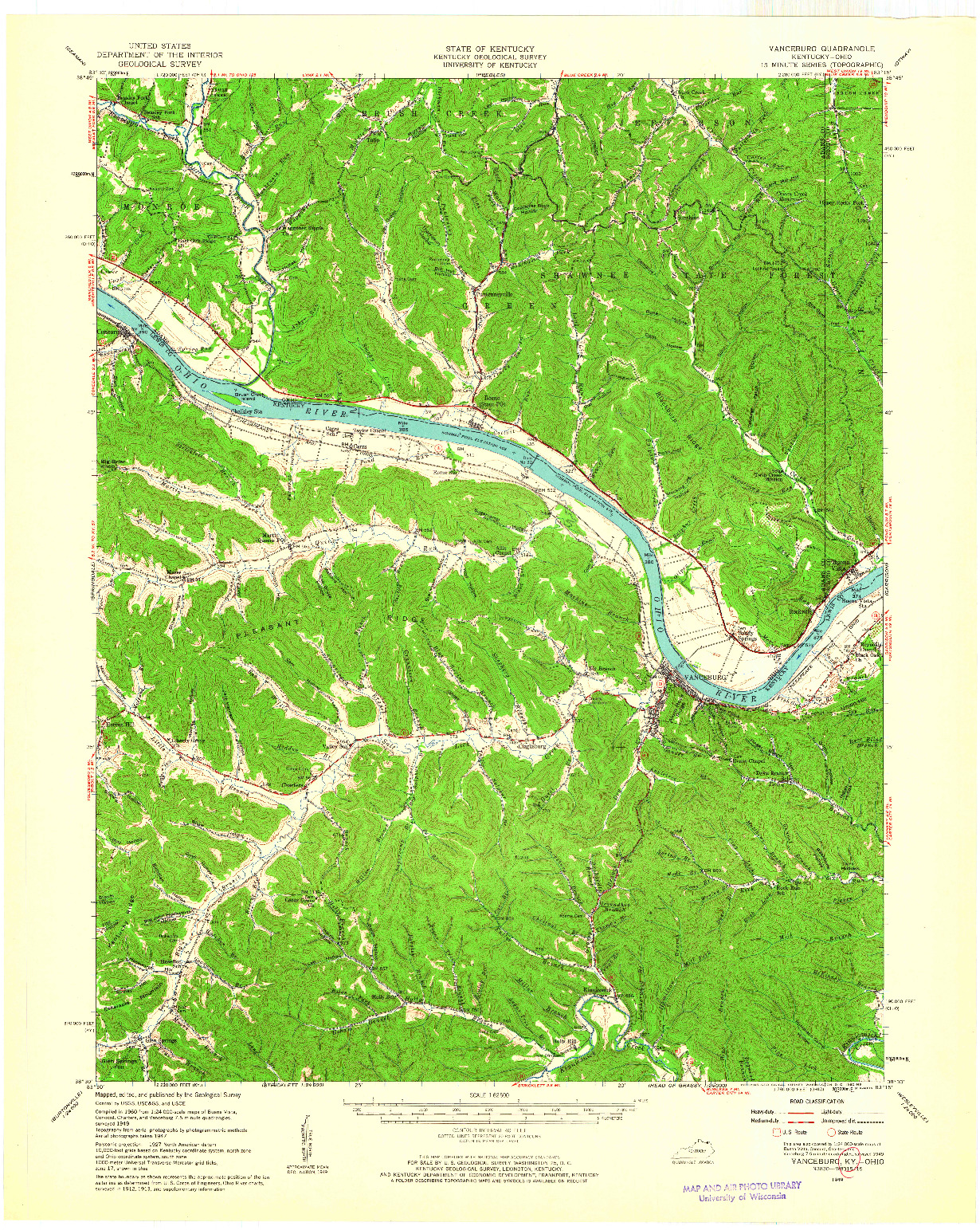 USGS 1:62500-SCALE QUADRANGLE FOR VANCEBURG, KY 1949