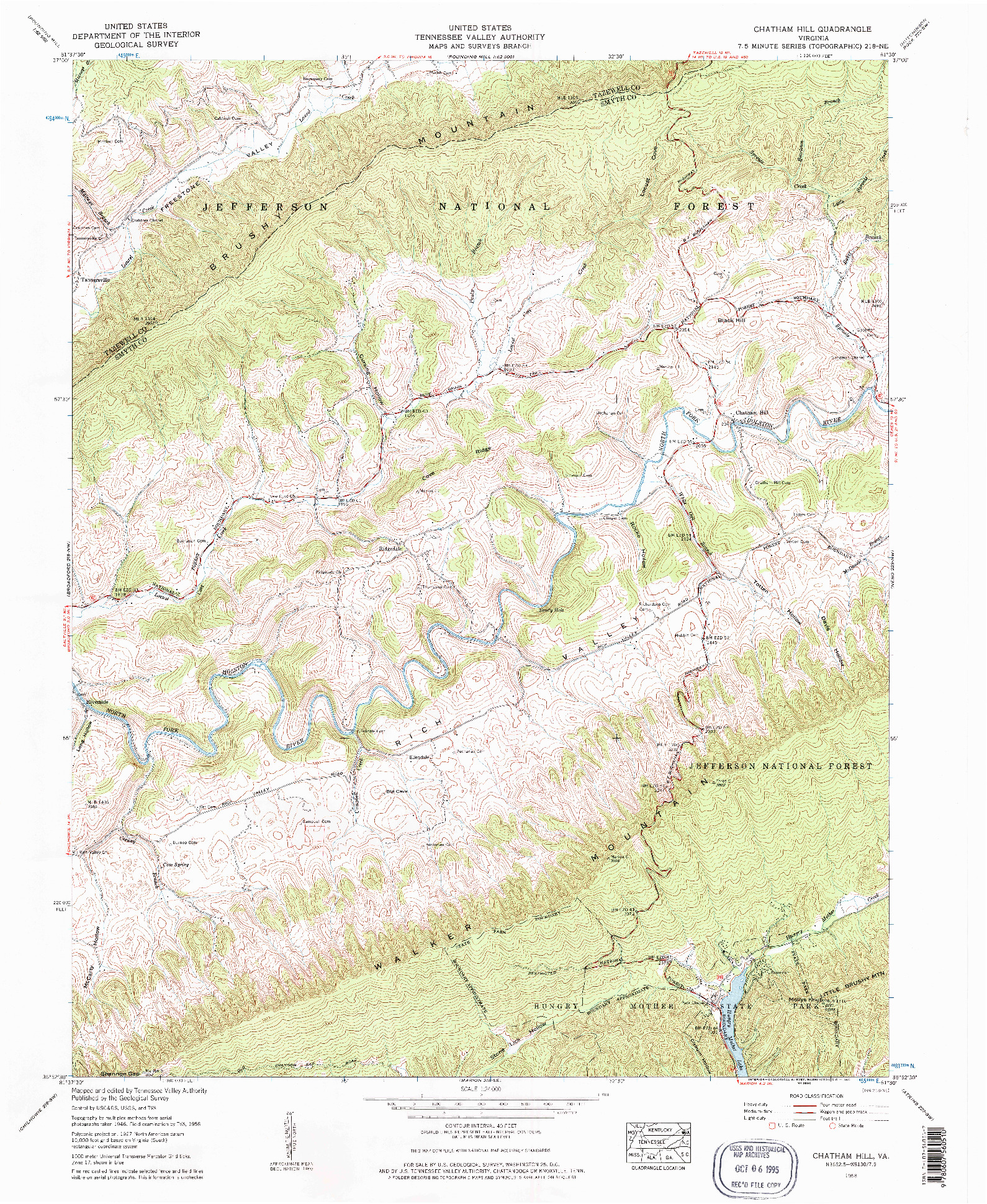 USGS 1:24000-SCALE QUADRANGLE FOR CHATHAM HILL, VA 1958