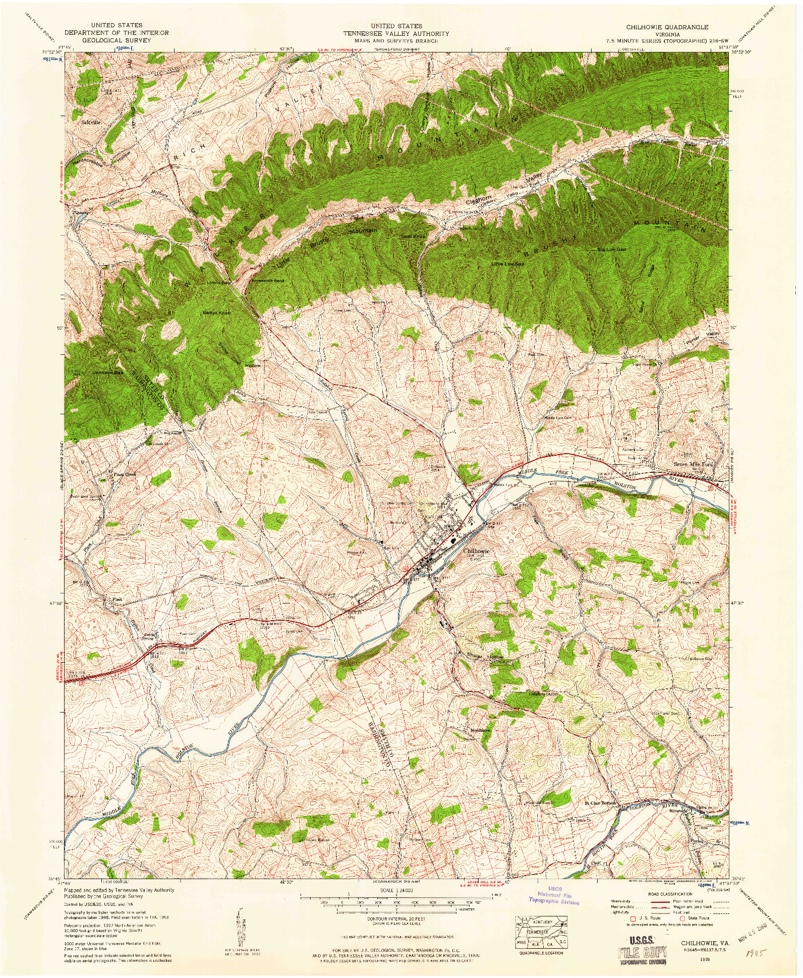 USGS 1:24000-SCALE QUADRANGLE FOR CHILHOWIE, VA 1958