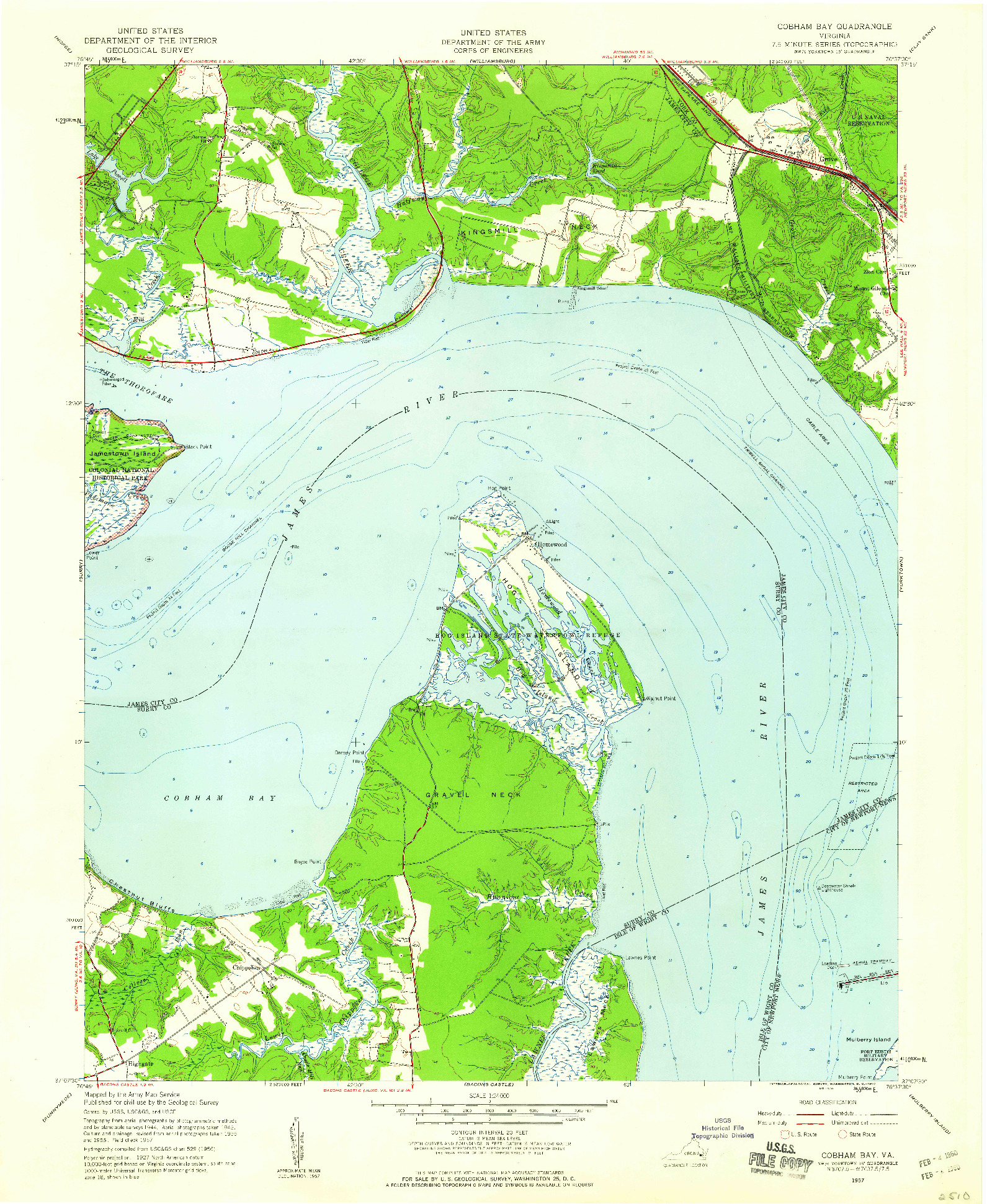 USGS 1:24000-SCALE QUADRANGLE FOR COBHAM BAY, VA 1957