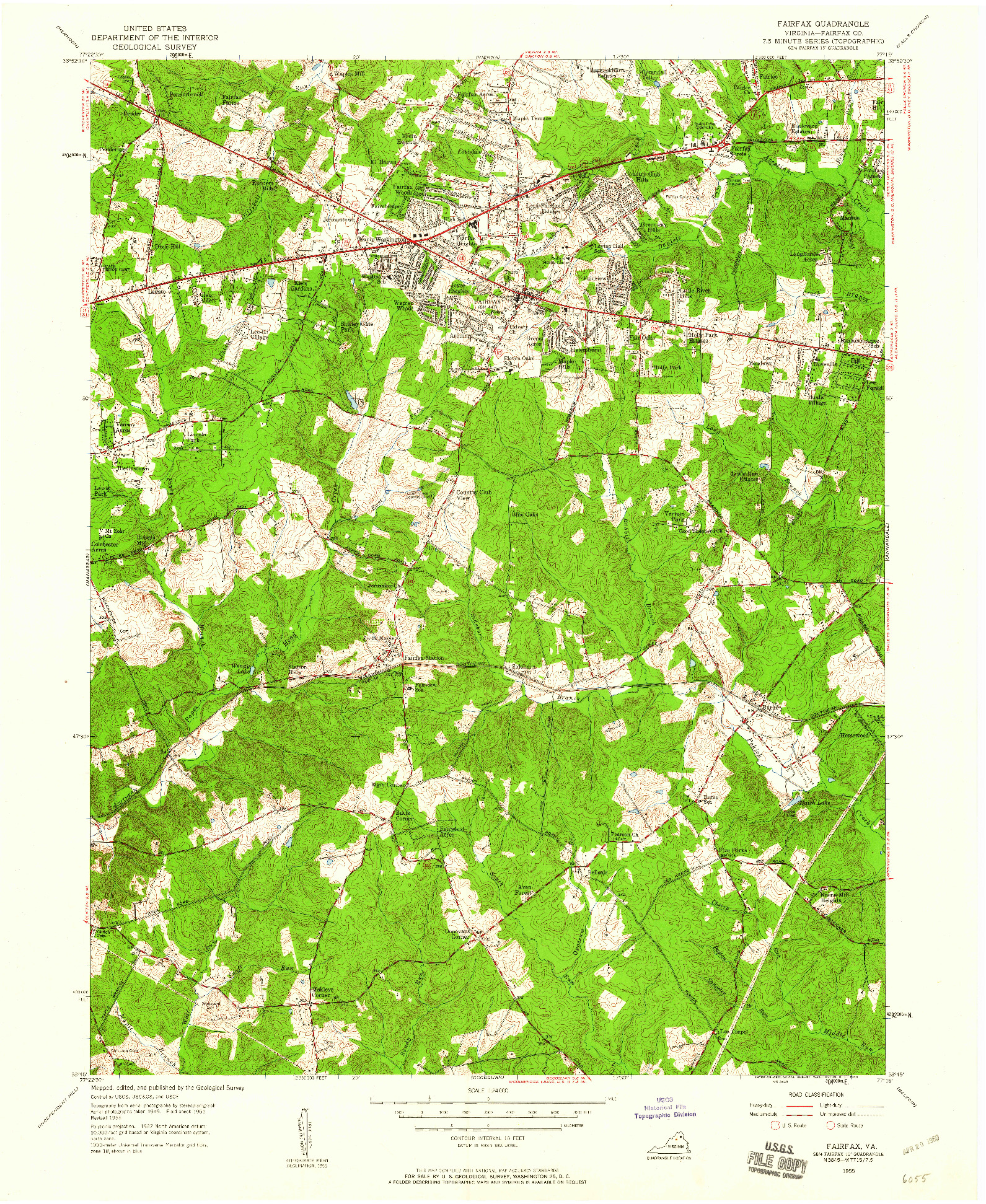 USGS 1:24000-SCALE QUADRANGLE FOR FAIRFAX, VA 1955