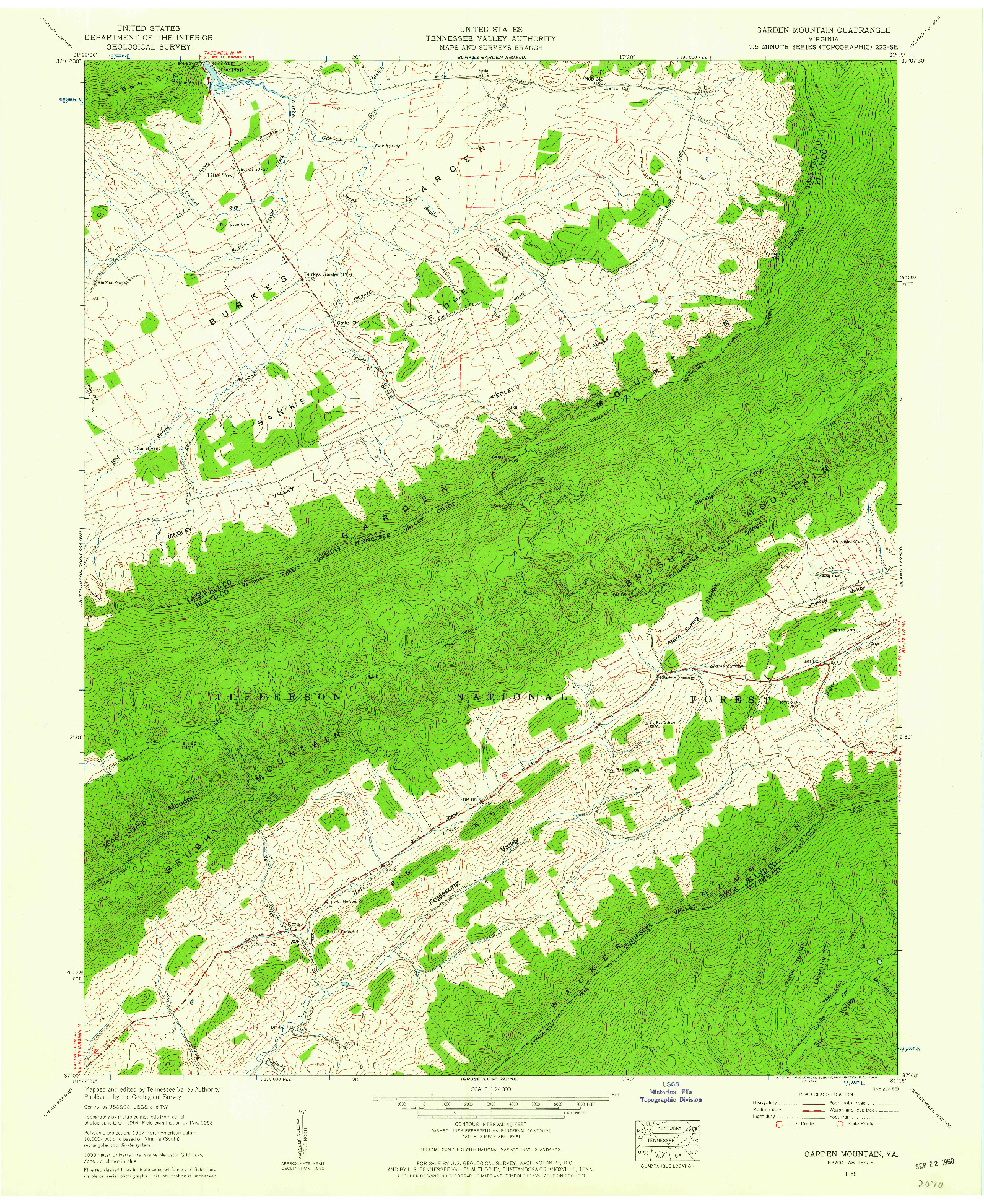 USGS 1:24000-SCALE QUADRANGLE FOR GARDEN MOUNTAIN, VA 1958