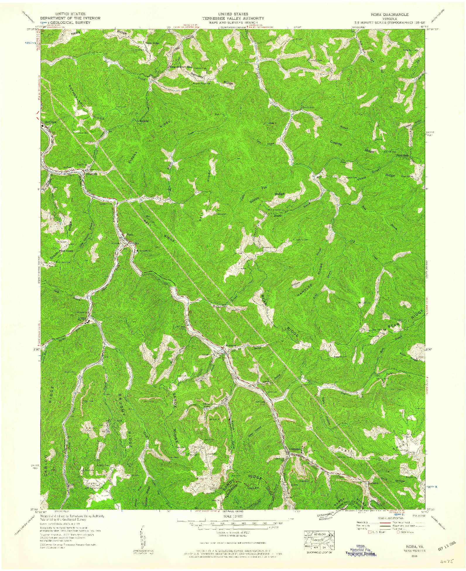 USGS 1:24000-SCALE QUADRANGLE FOR NORA, VA 1958