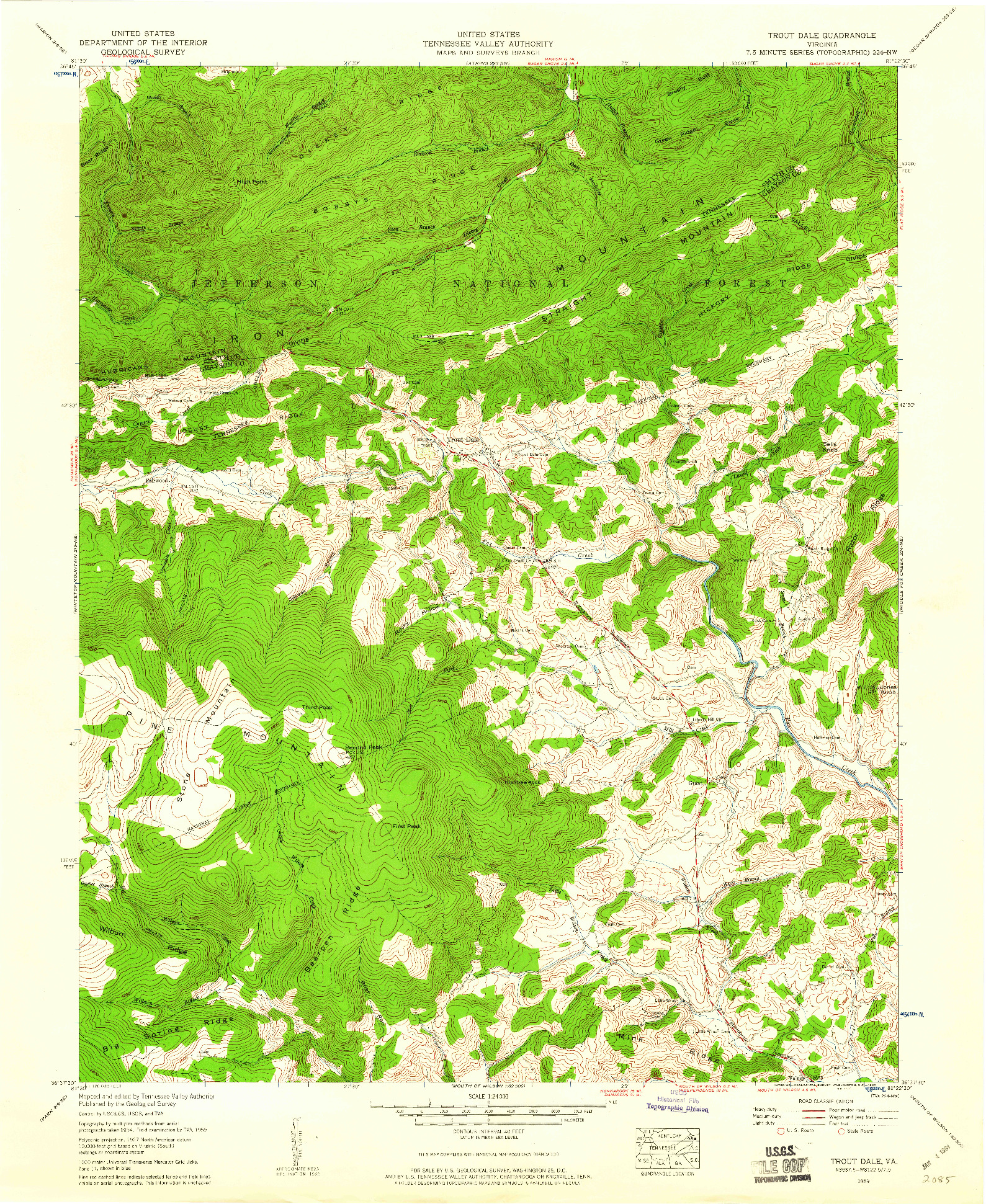 USGS 1:24000-SCALE QUADRANGLE FOR TROUT DALE, VA 1959