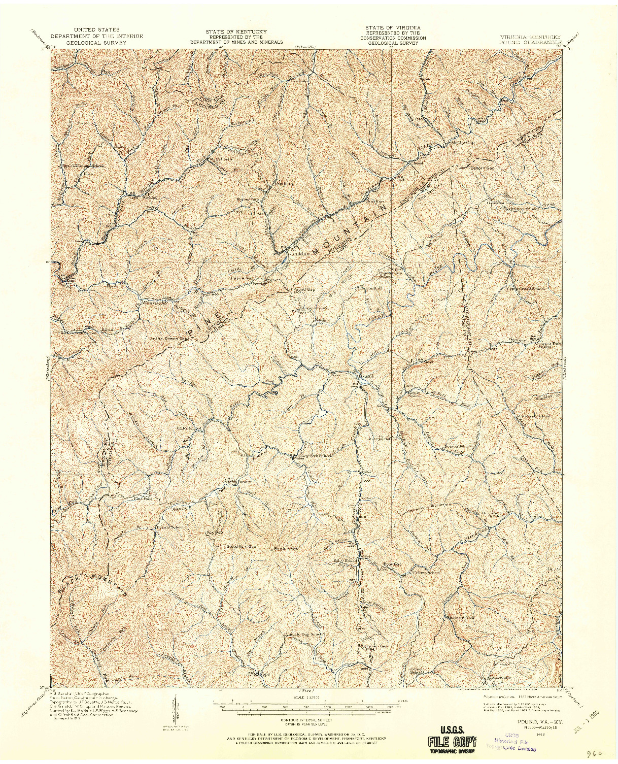 USGS 1:62500-SCALE QUADRANGLE FOR POUND, VA 1912