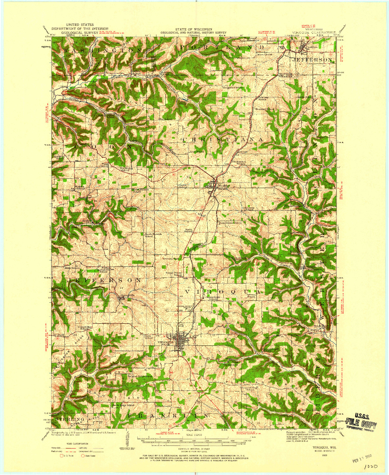 USGS 1:62500-SCALE QUADRANGLE FOR VIROQUA, WI 1923