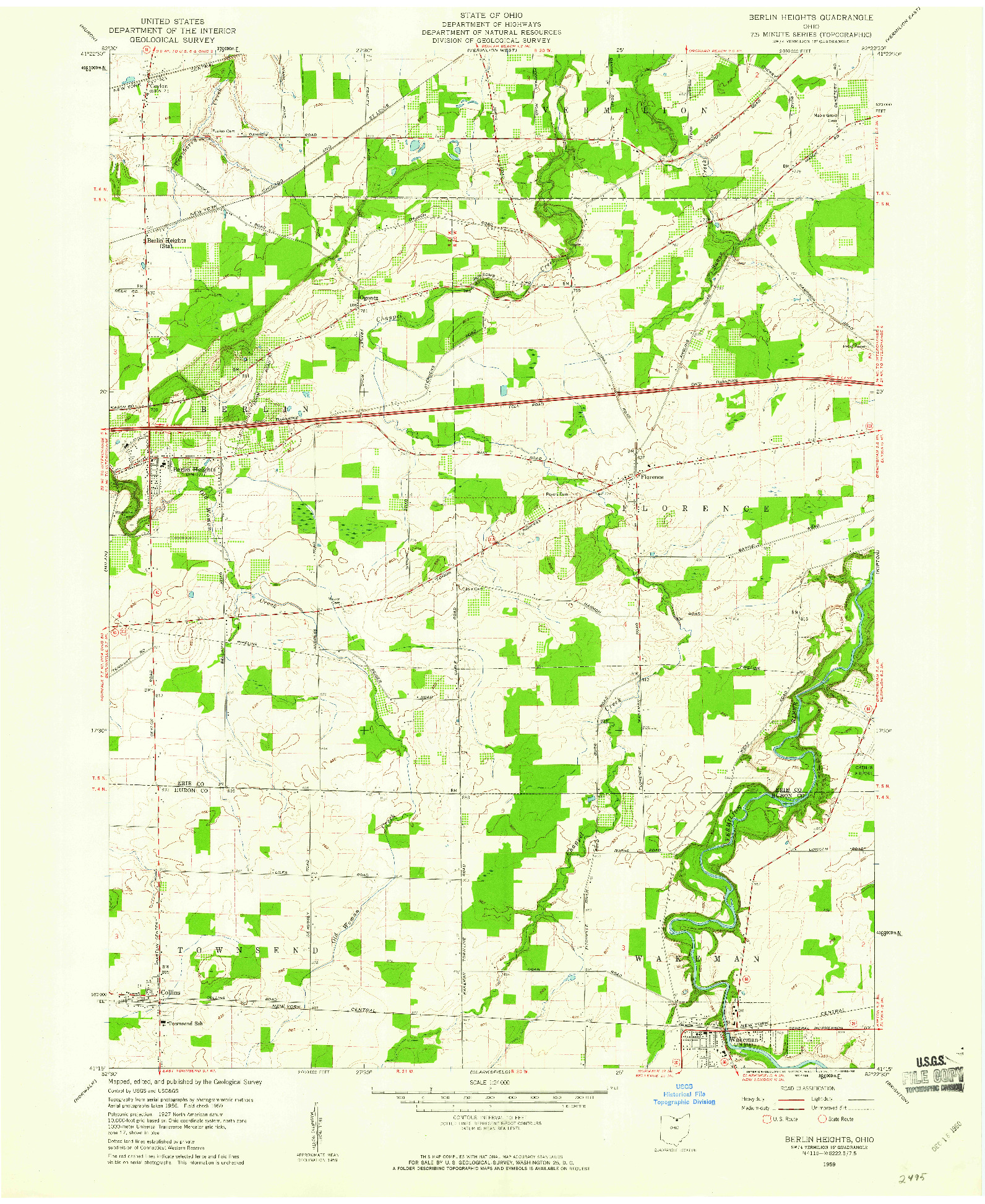 USGS 1:24000-SCALE QUADRANGLE FOR BERLIN HEIGHTS, OH 1959