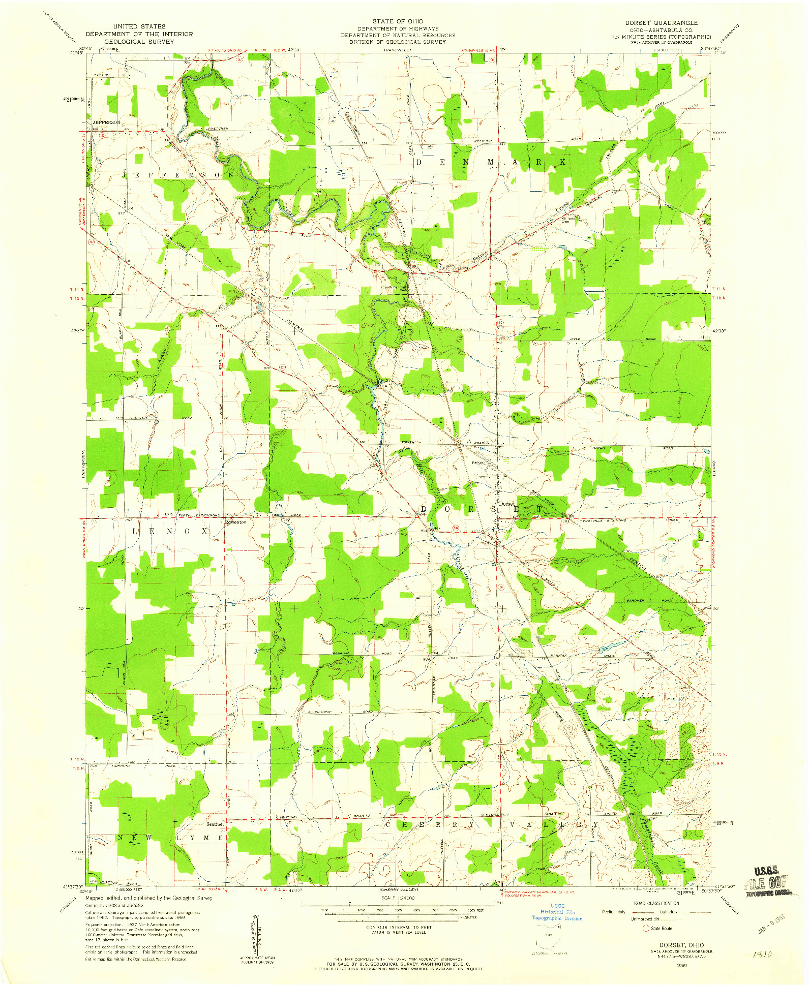 USGS 1:24000-SCALE QUADRANGLE FOR DORSET, OH 1959