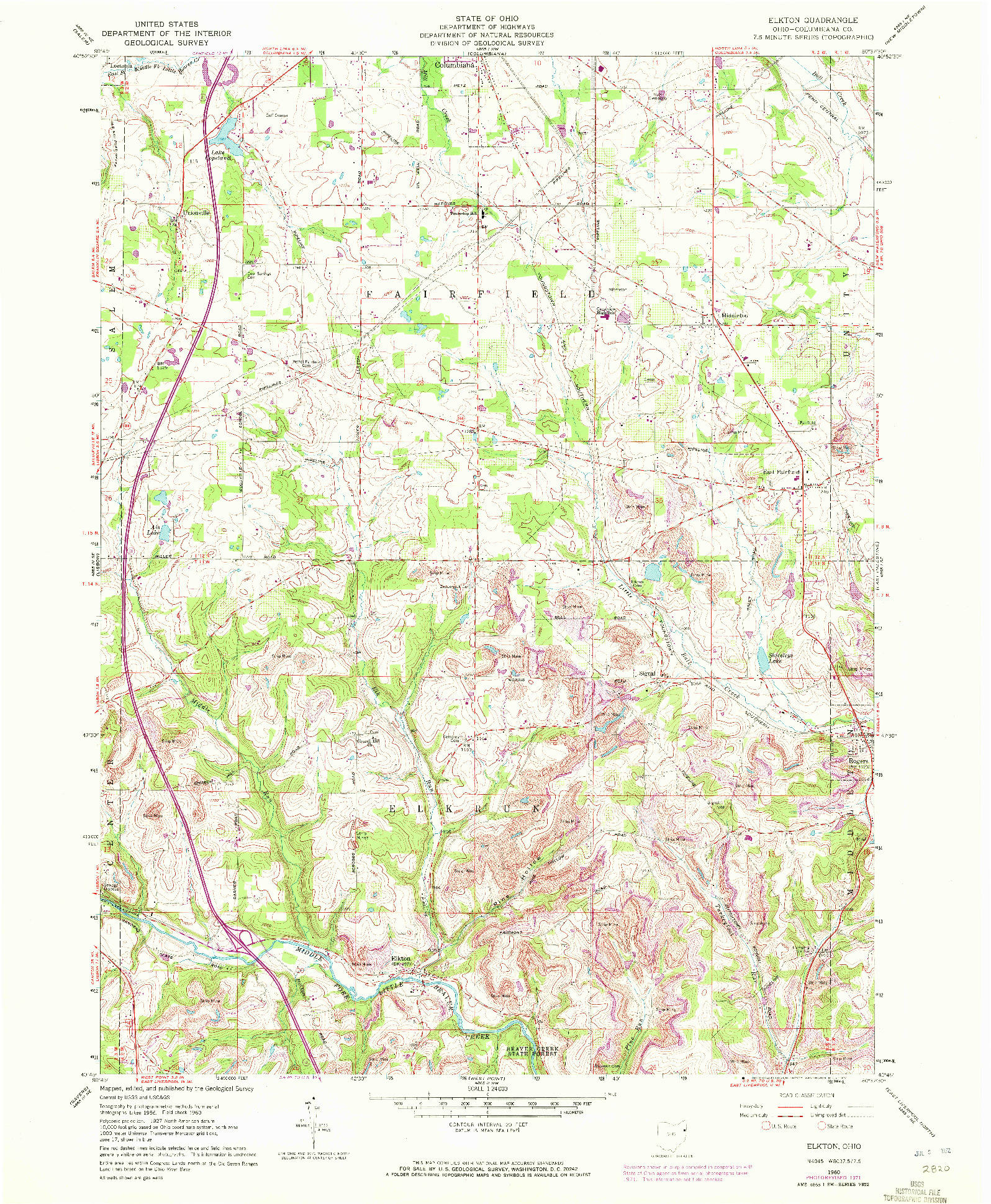 USGS 1:24000-SCALE QUADRANGLE FOR ELKTON, OH 1960