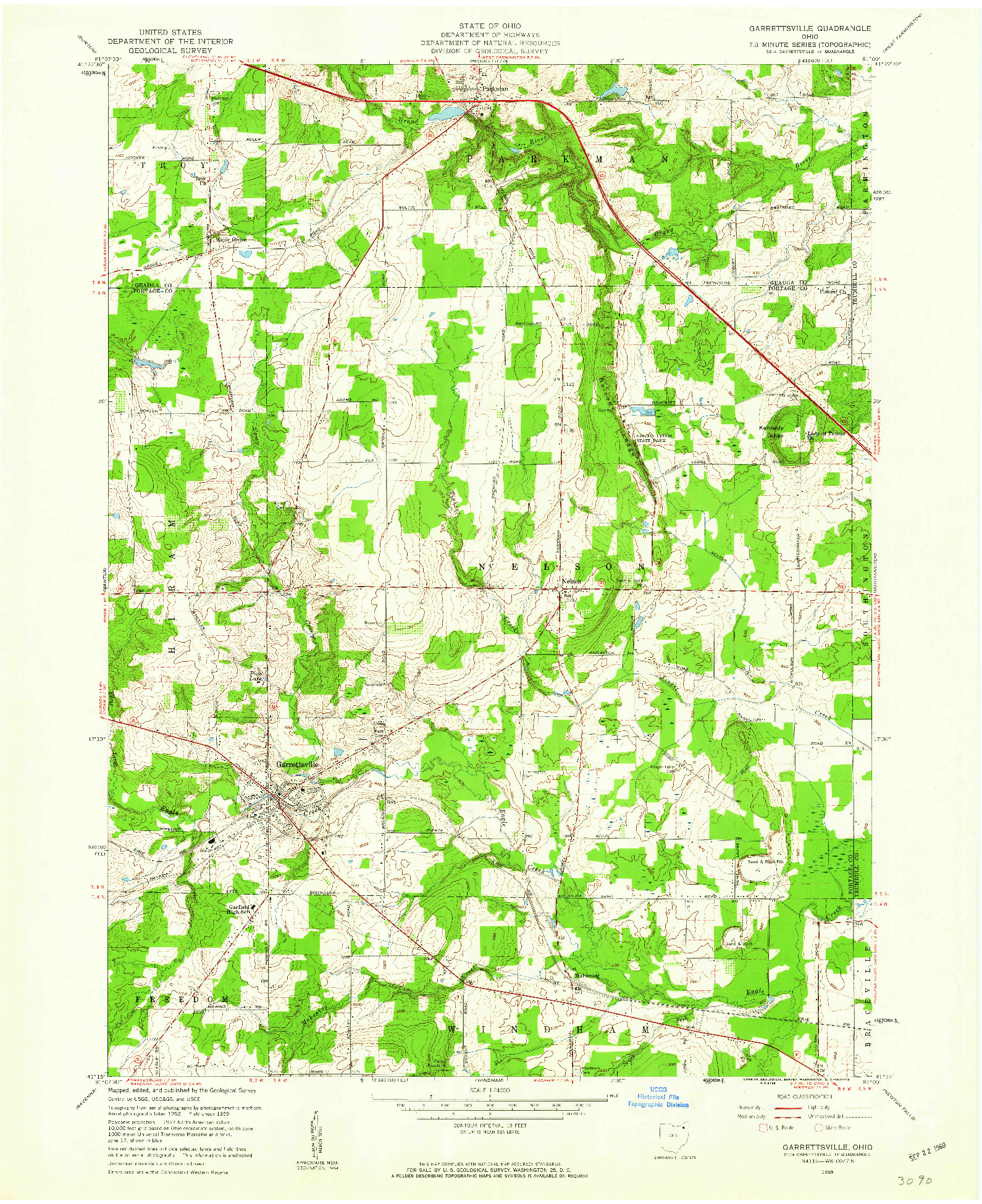 USGS 1:24000-SCALE QUADRANGLE FOR GARRETTSVILLE, OH 1959