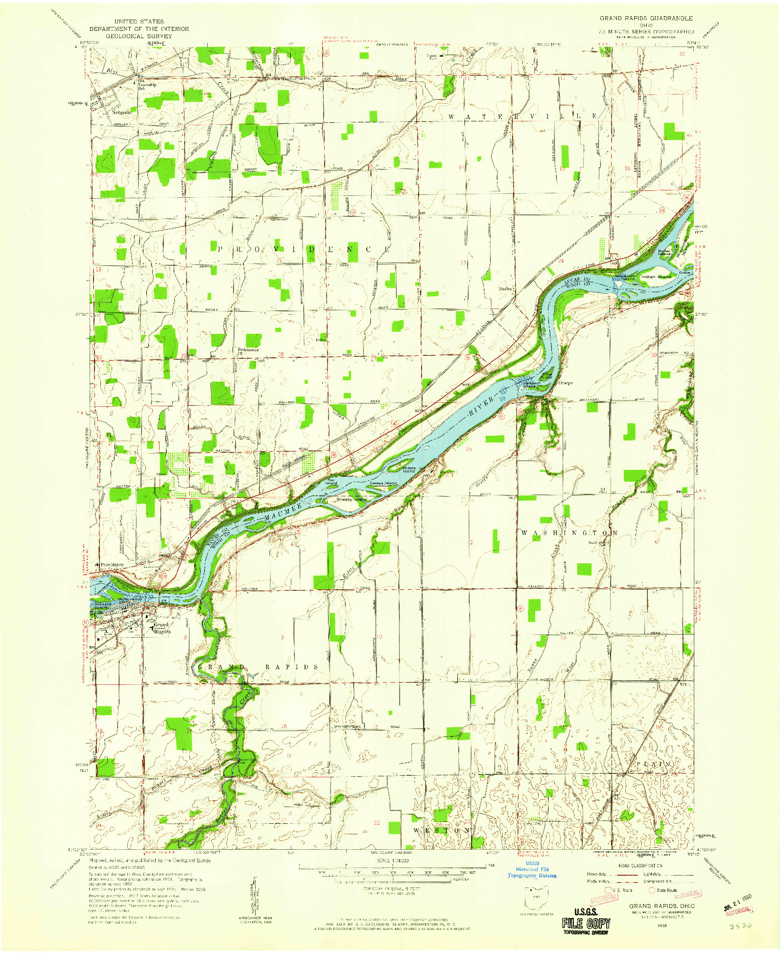 USGS 1:24000-SCALE QUADRANGLE FOR GRAND RAPIDS, OH 1958