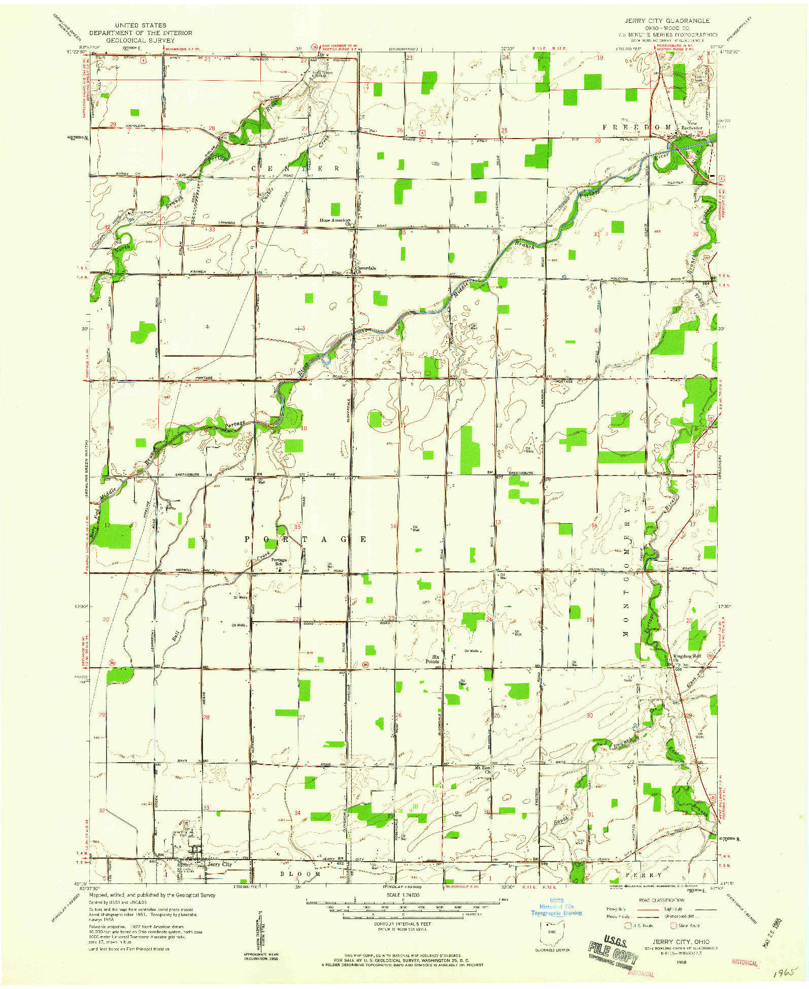 USGS 1:24000-SCALE QUADRANGLE FOR JERRY CITY, OH 1958