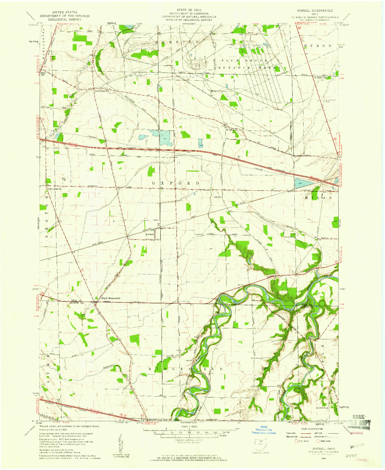 USGS 1:24000-SCALE QUADRANGLE FOR KIMBALL, OH 1959