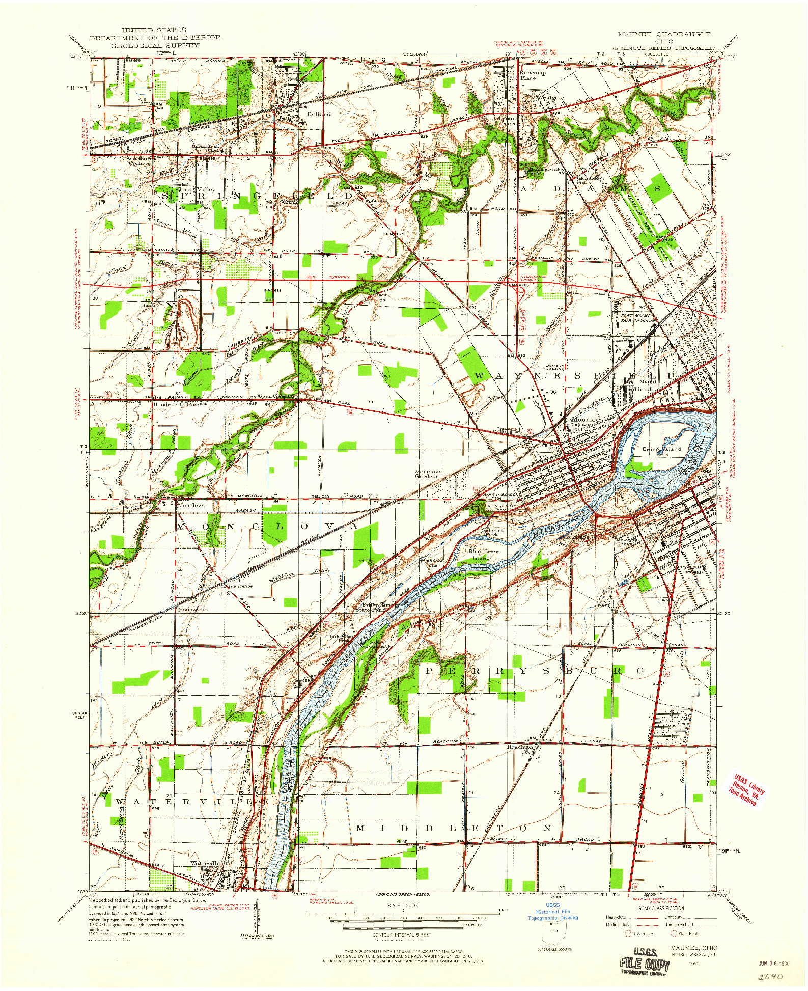 USGS 1:24000-SCALE QUADRANGLE FOR MAUMEE, OH 1951