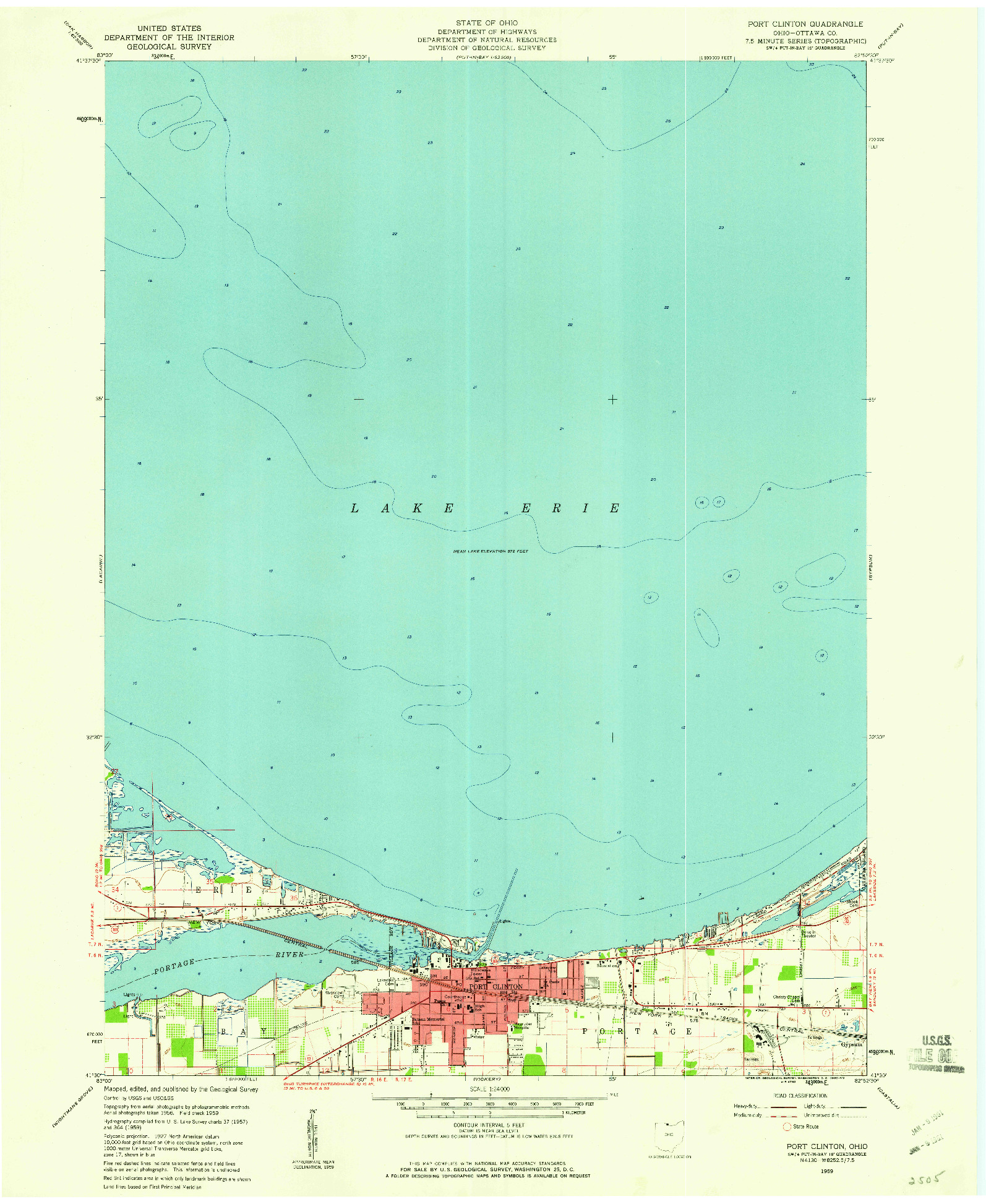 USGS 1:24000-SCALE QUADRANGLE FOR PORT CLINTON, OH 1959