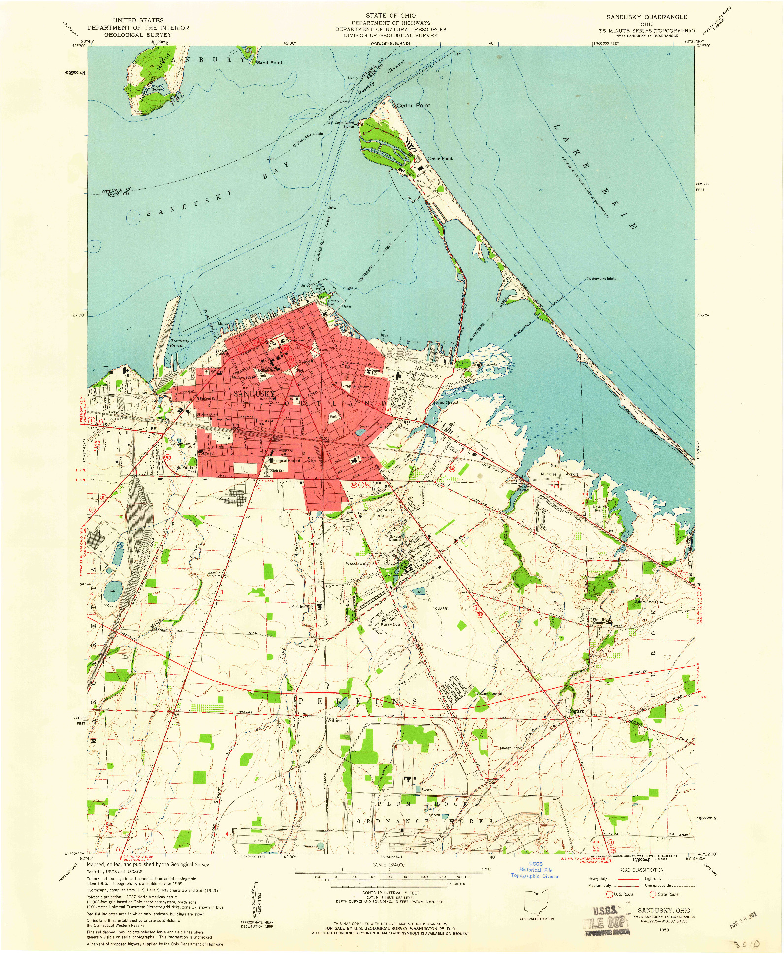 USGS 1:24000-SCALE QUADRANGLE FOR SANDUSKY, OH 1959