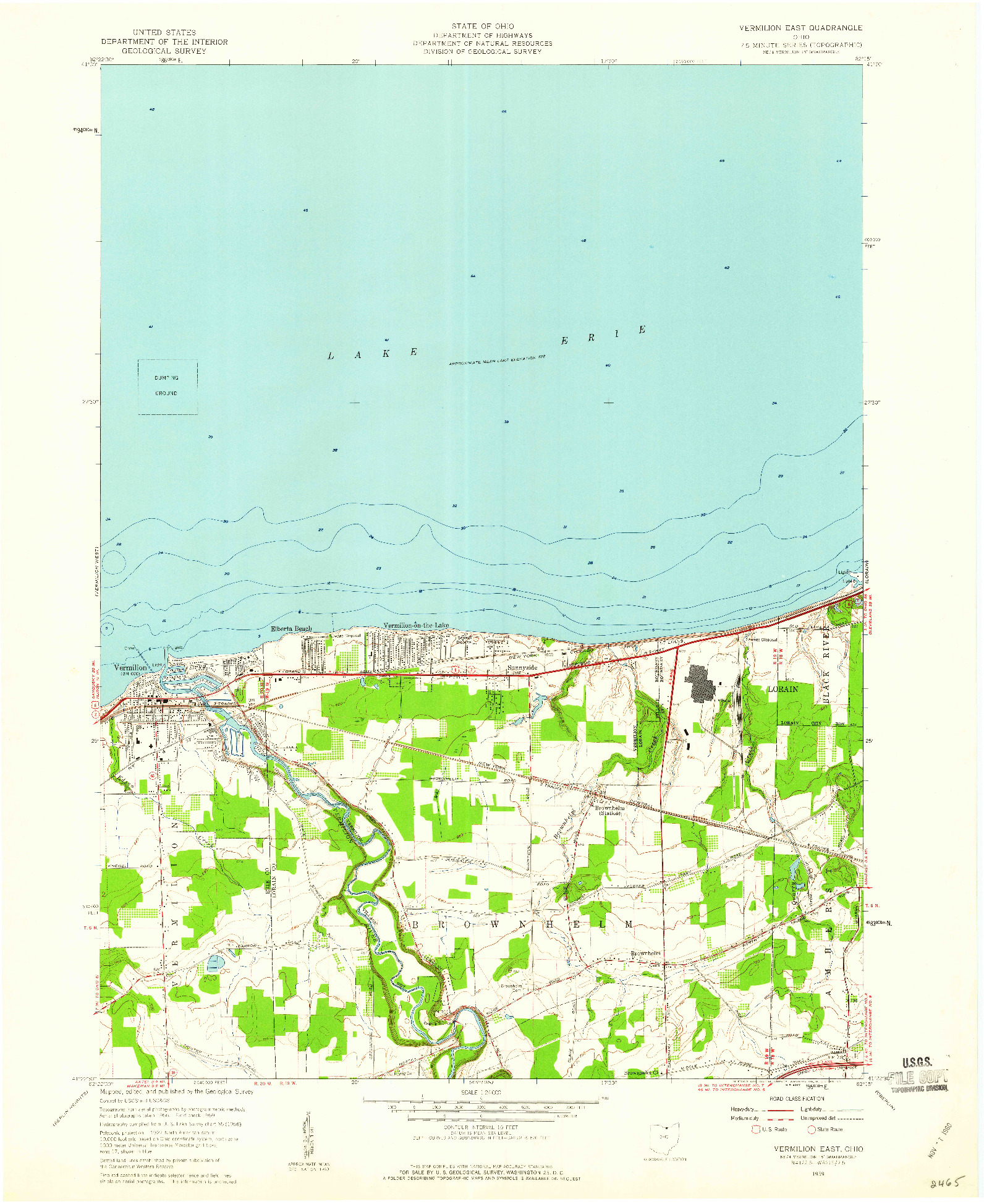 USGS 1:24000-SCALE QUADRANGLE FOR VERMILION EAST, OH 1959