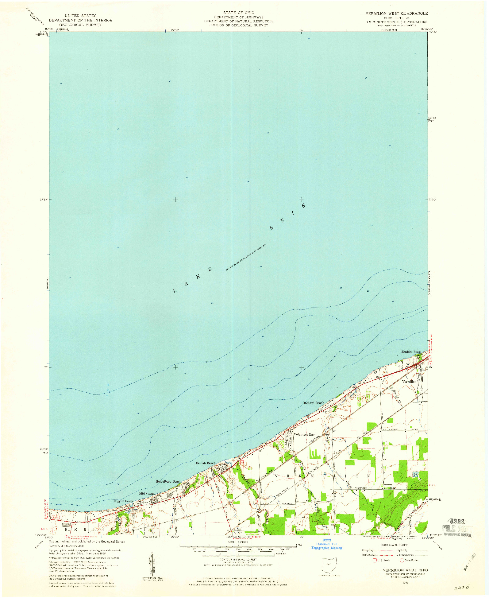 USGS 1:24000-SCALE QUADRANGLE FOR VERMILION WEST, OH 1959