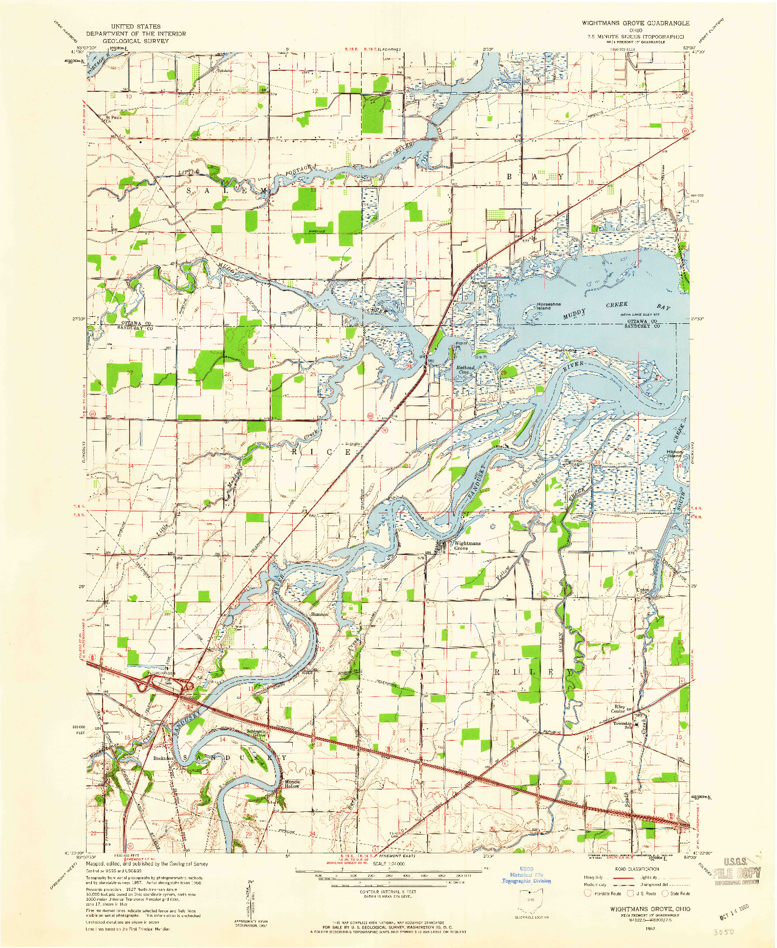 USGS 1:24000-SCALE QUADRANGLE FOR WIGHTMANS GROVE, OH 1957