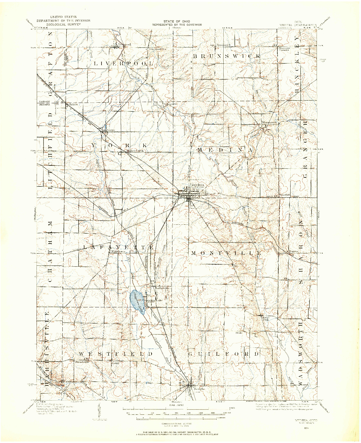 USGS 1:62500-SCALE QUADRANGLE FOR MEDINA, OH 1904