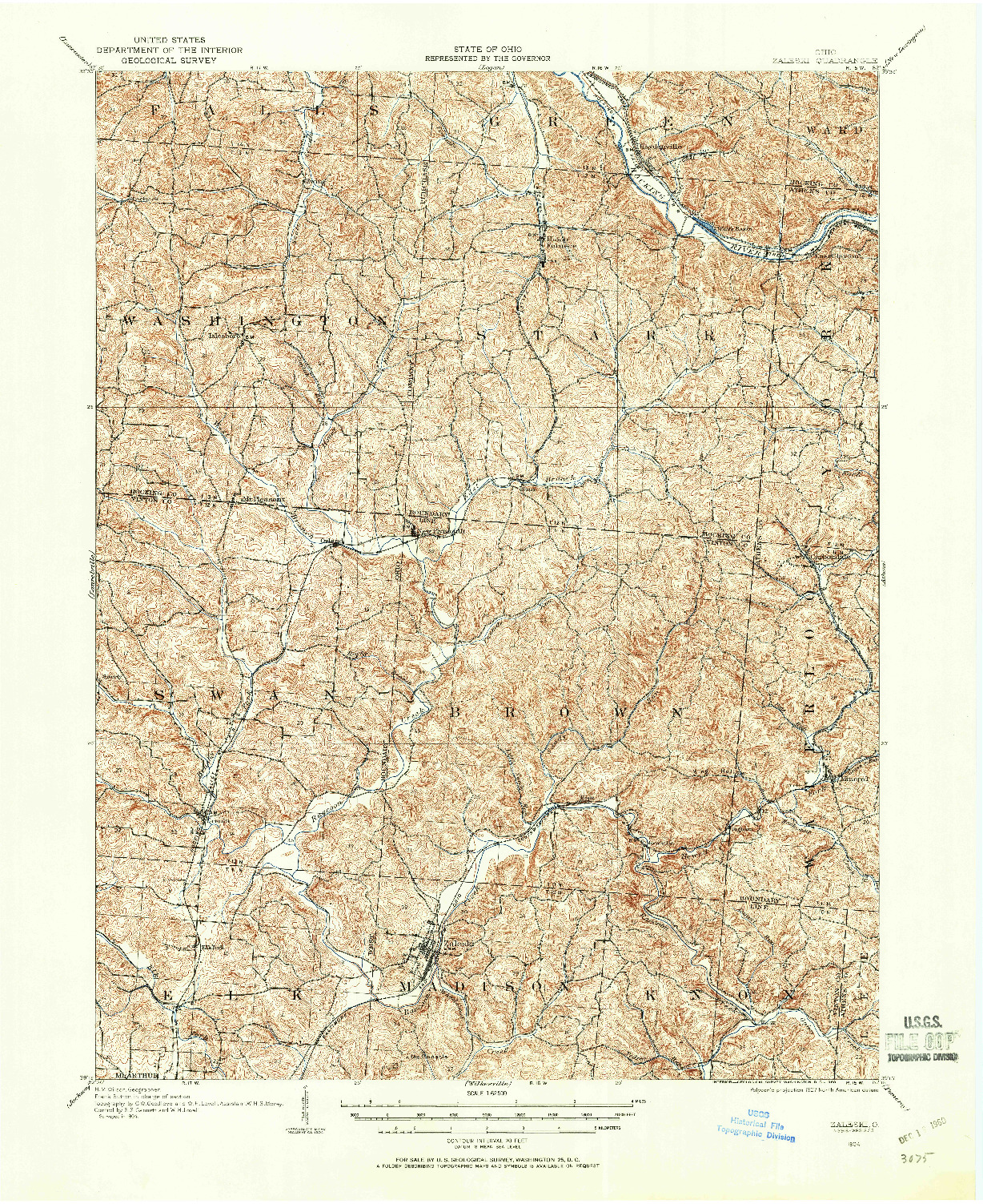 USGS 1:62500-SCALE QUADRANGLE FOR ZALESKI, OH 1904