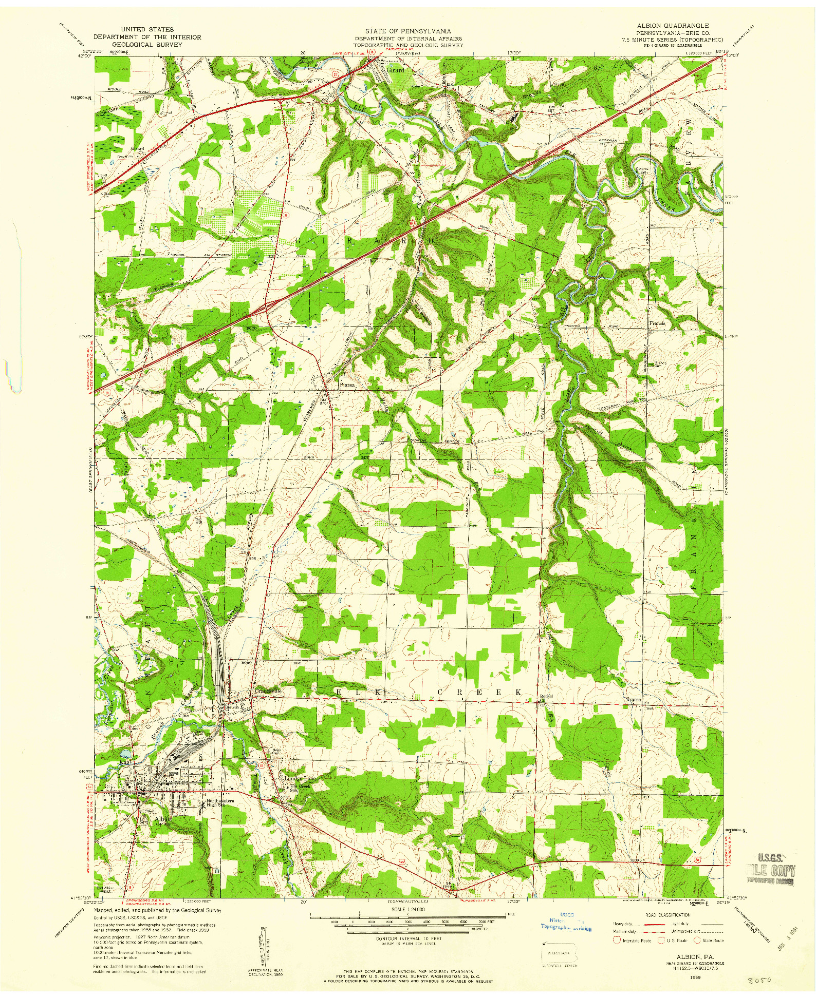 USGS 1:24000-SCALE QUADRANGLE FOR ALBION, PA 1959
