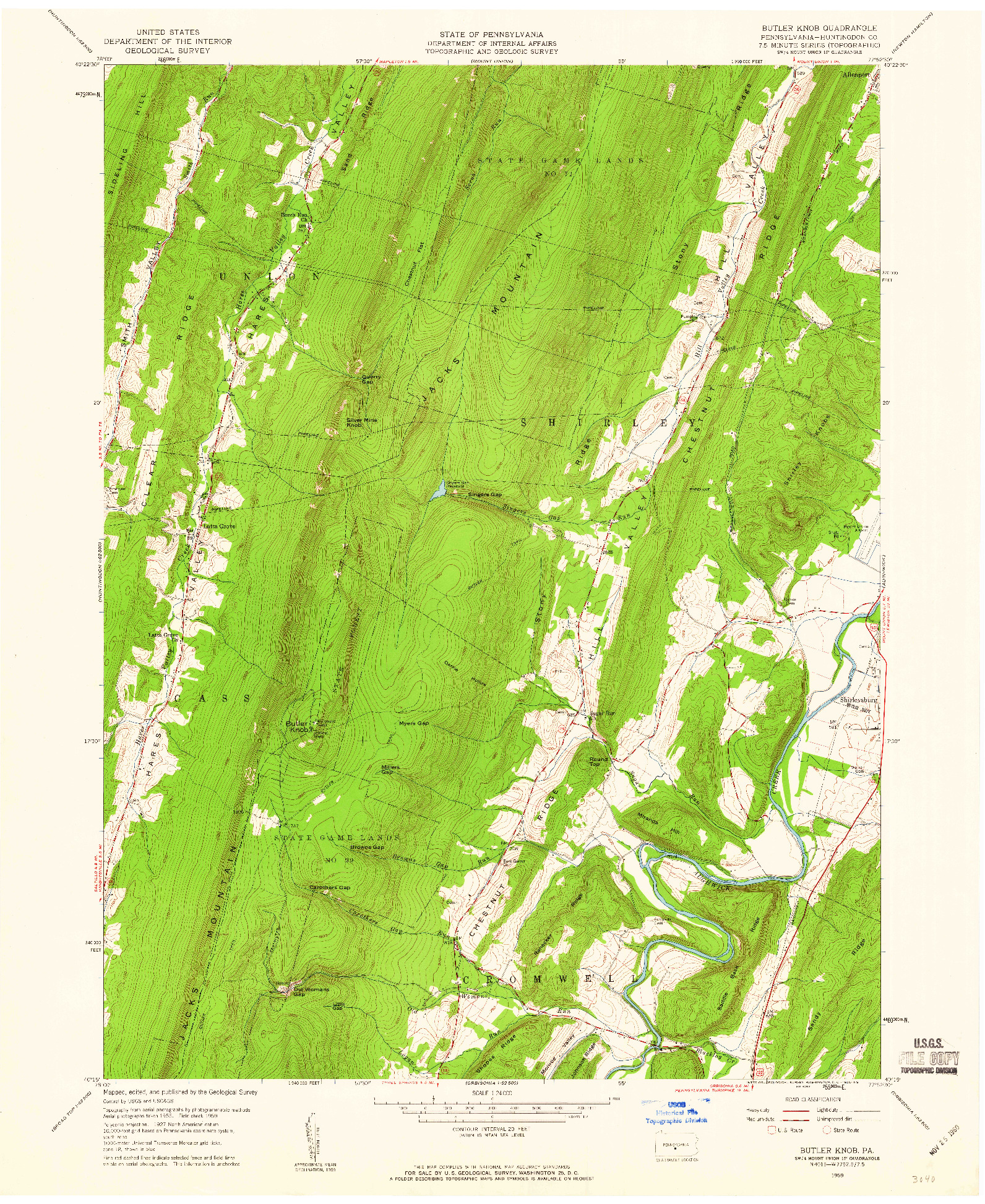 USGS 1:24000-SCALE QUADRANGLE FOR BUTLER KNOB, PA 1959