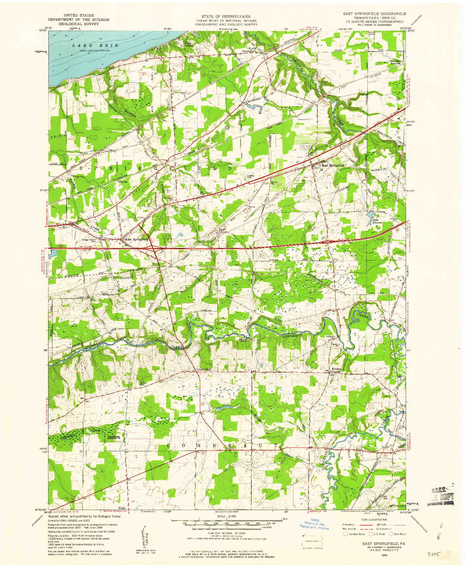 USGS 1:24000-SCALE QUADRANGLE FOR EAST SPRINGFIELD, PA 1959