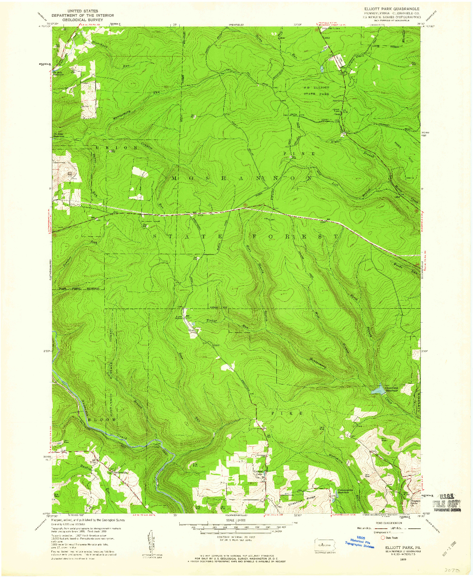 USGS 1:24000-SCALE QUADRANGLE FOR ELLIOTT PARK, PA 1959