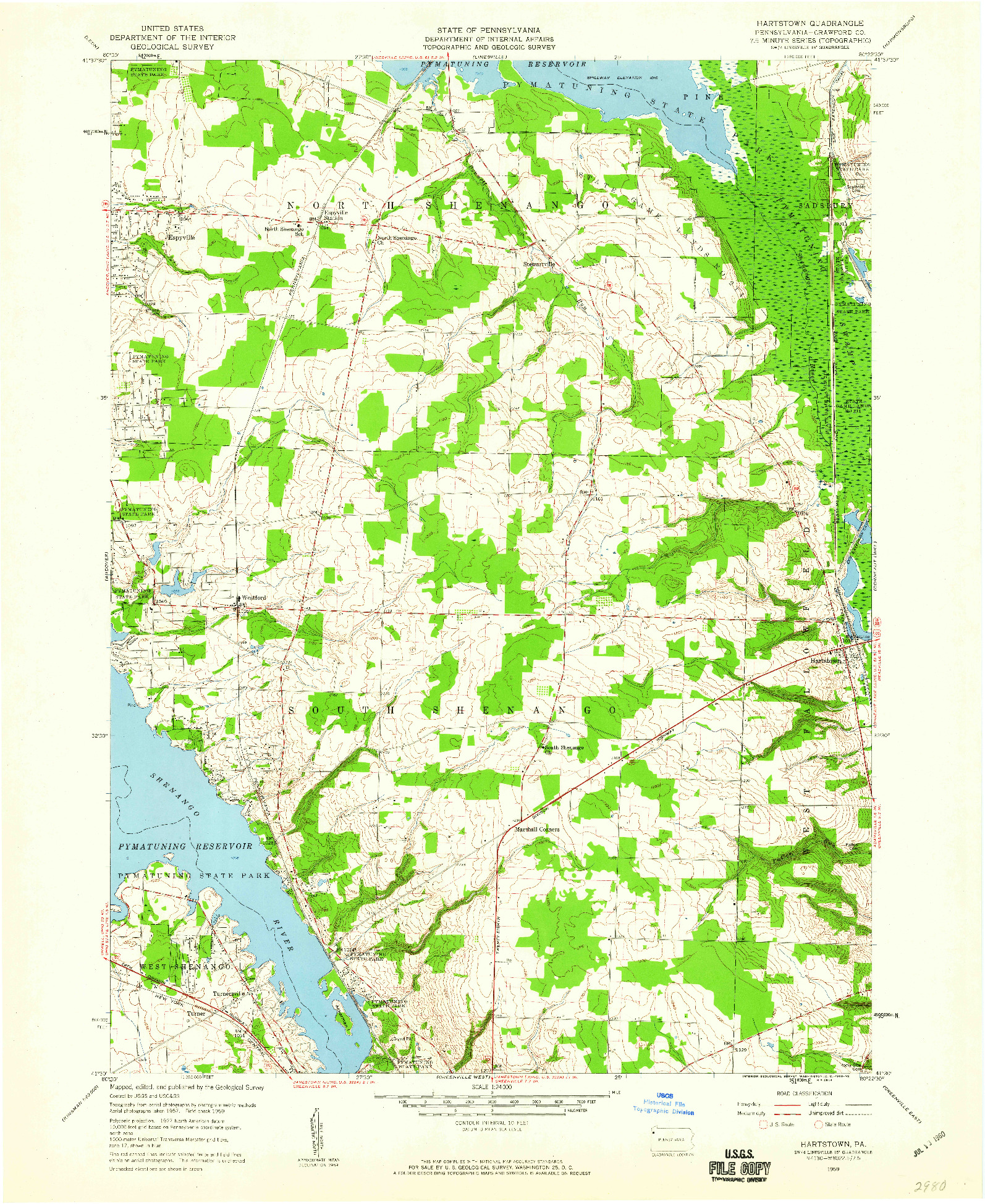 USGS 1:24000-SCALE QUADRANGLE FOR HARTSTOWN, PA 1959