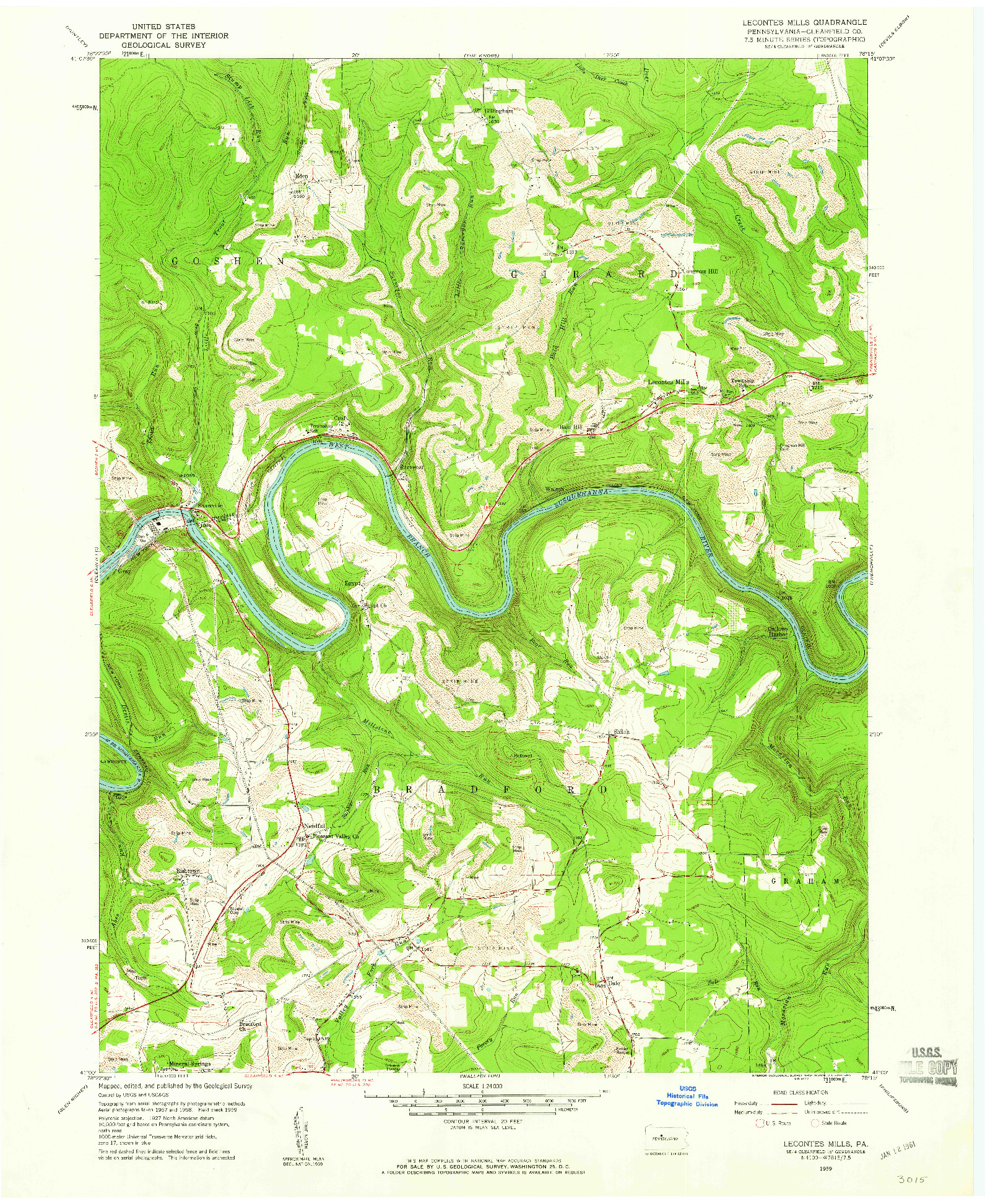 USGS 1:24000-SCALE QUADRANGLE FOR LECONTES MILLS, PA 1959