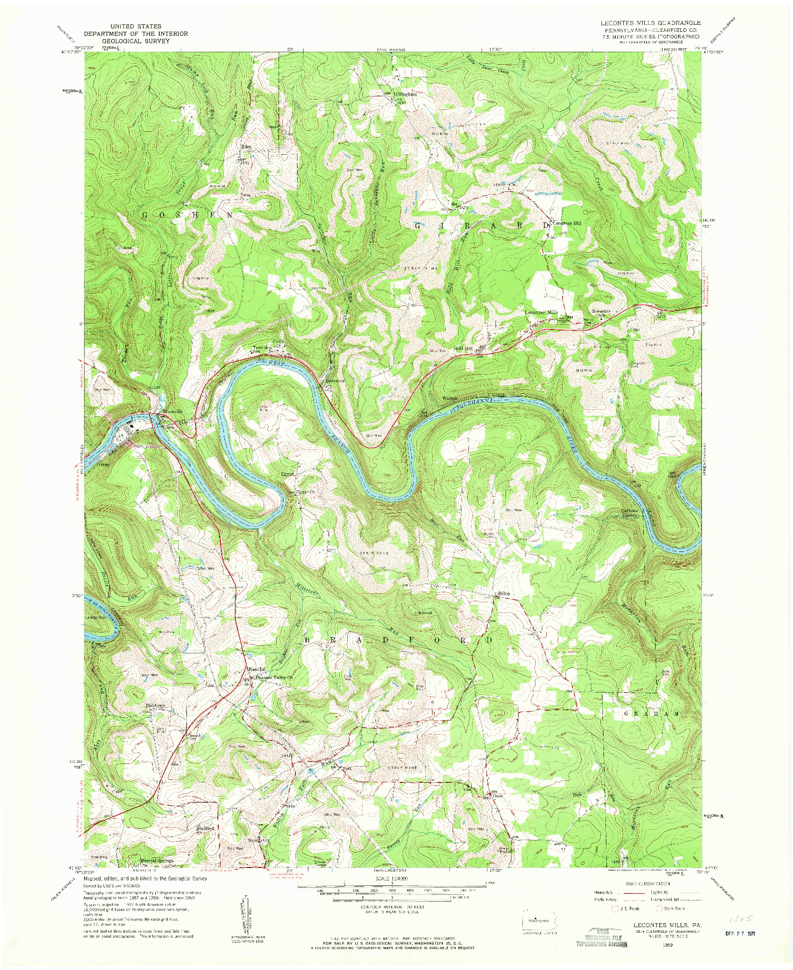 USGS 1:24000-SCALE QUADRANGLE FOR LECONTES MILLS, PA 1959