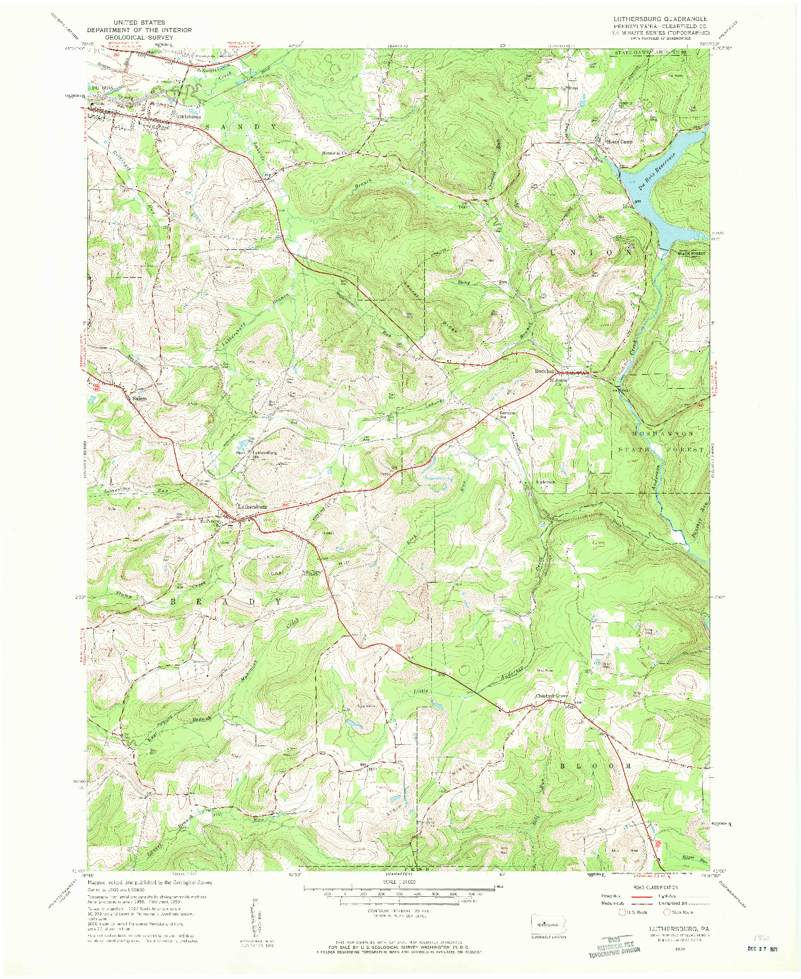 USGS 1:24000-SCALE QUADRANGLE FOR LUTHERSBURG, PA 1959