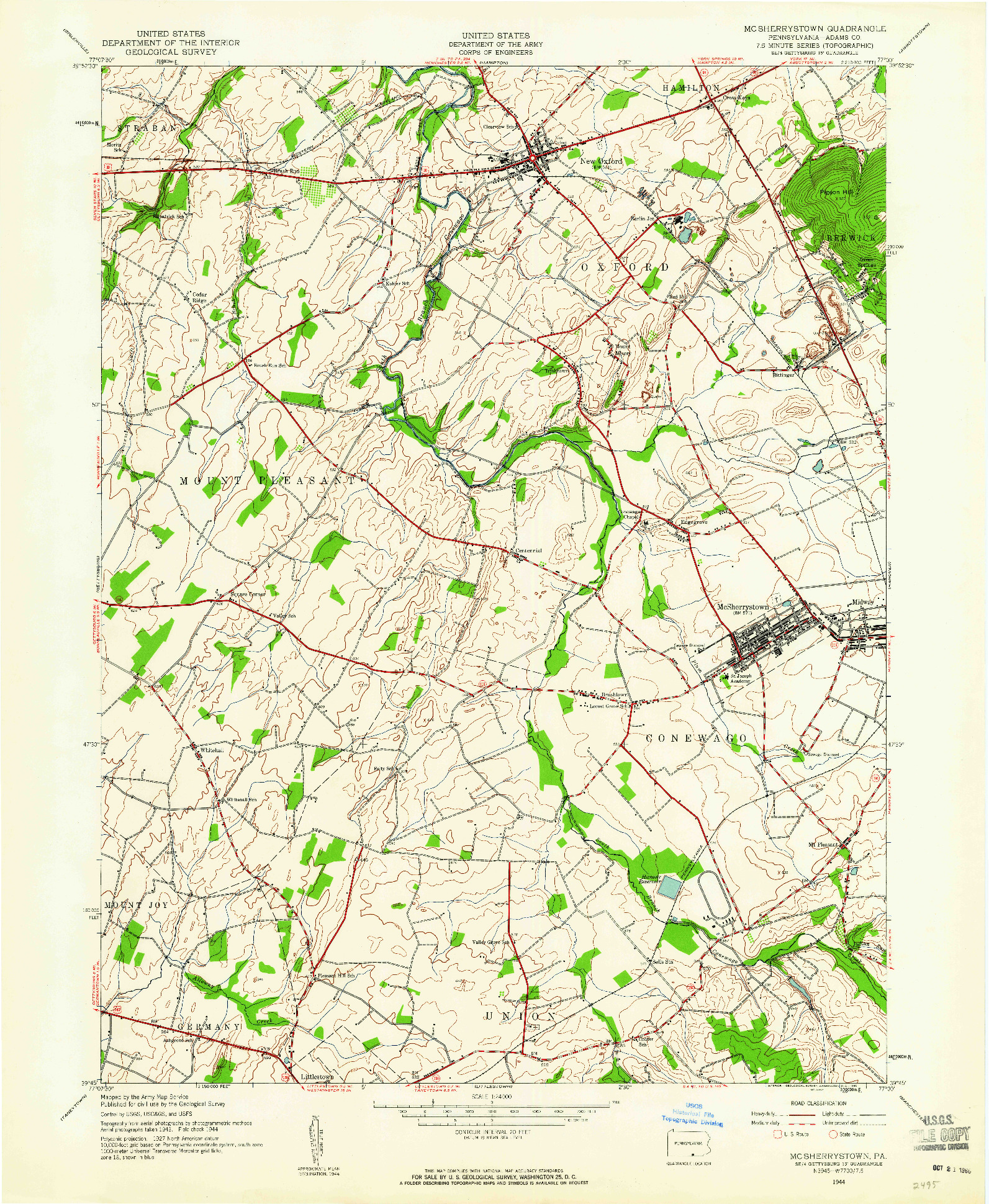 USGS 1:24000-SCALE QUADRANGLE FOR MC SHERRYSTOWN, PA 1944