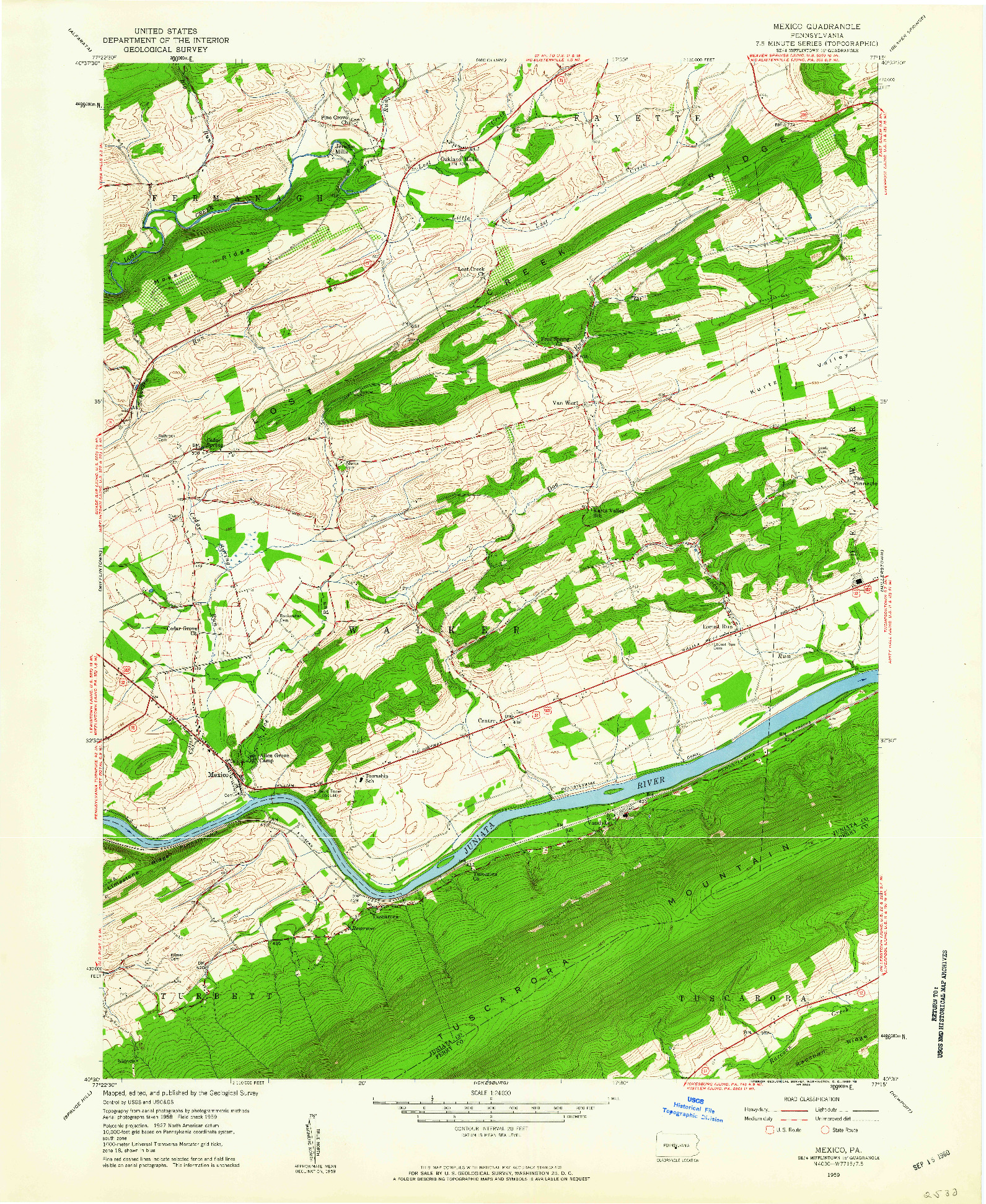 USGS 1:24000-SCALE QUADRANGLE FOR MEXICO, PA 1959