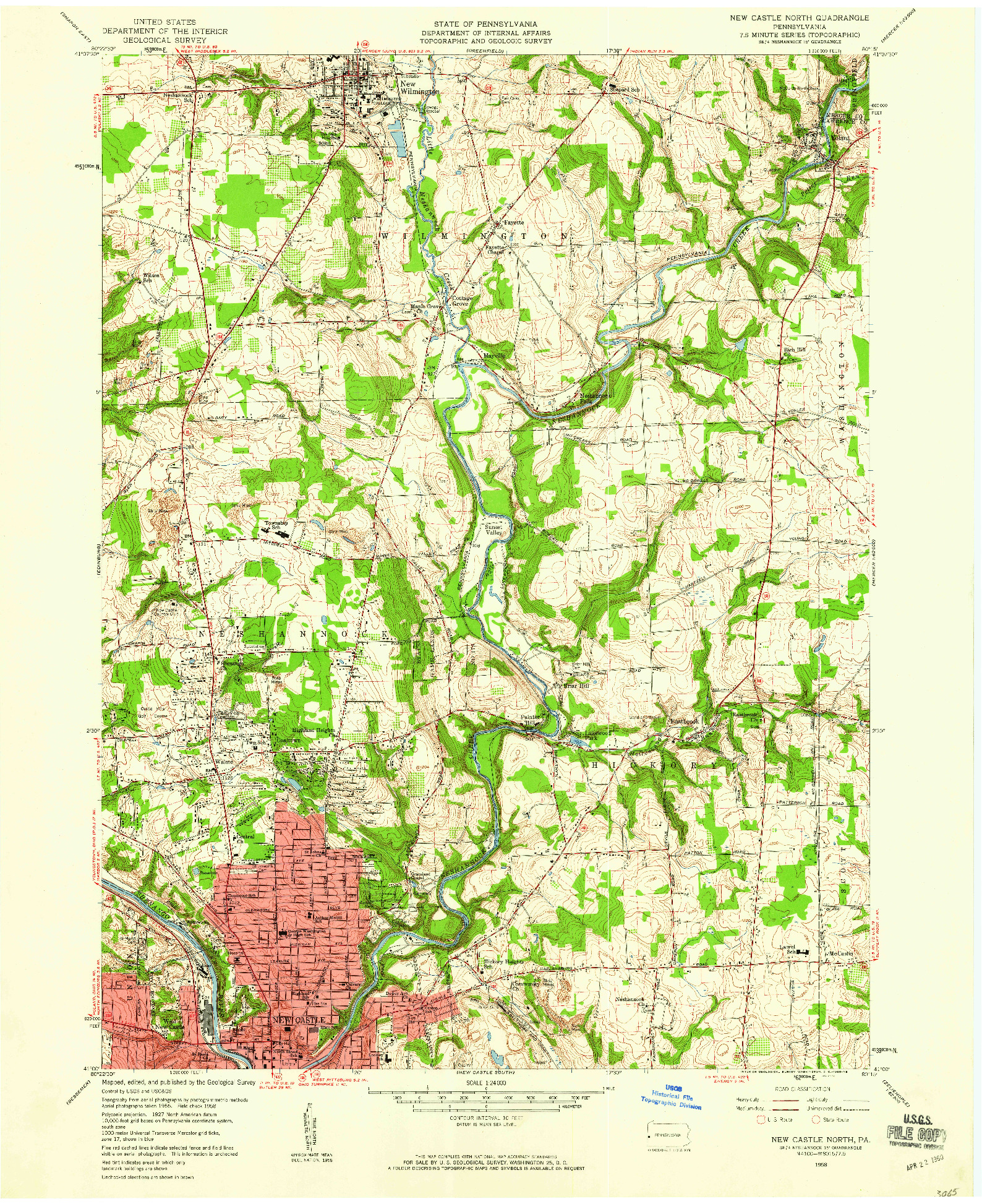 USGS 1:24000-SCALE QUADRANGLE FOR NEW CASTLE NORTH, PA 1958
