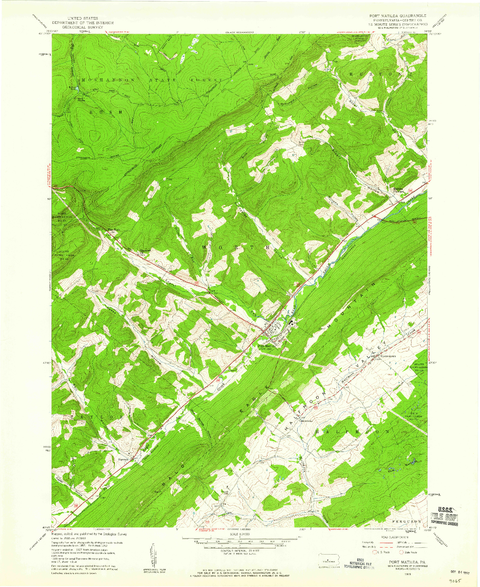 USGS 1:24000-SCALE QUADRANGLE FOR PORT MATILDA, PA 1959