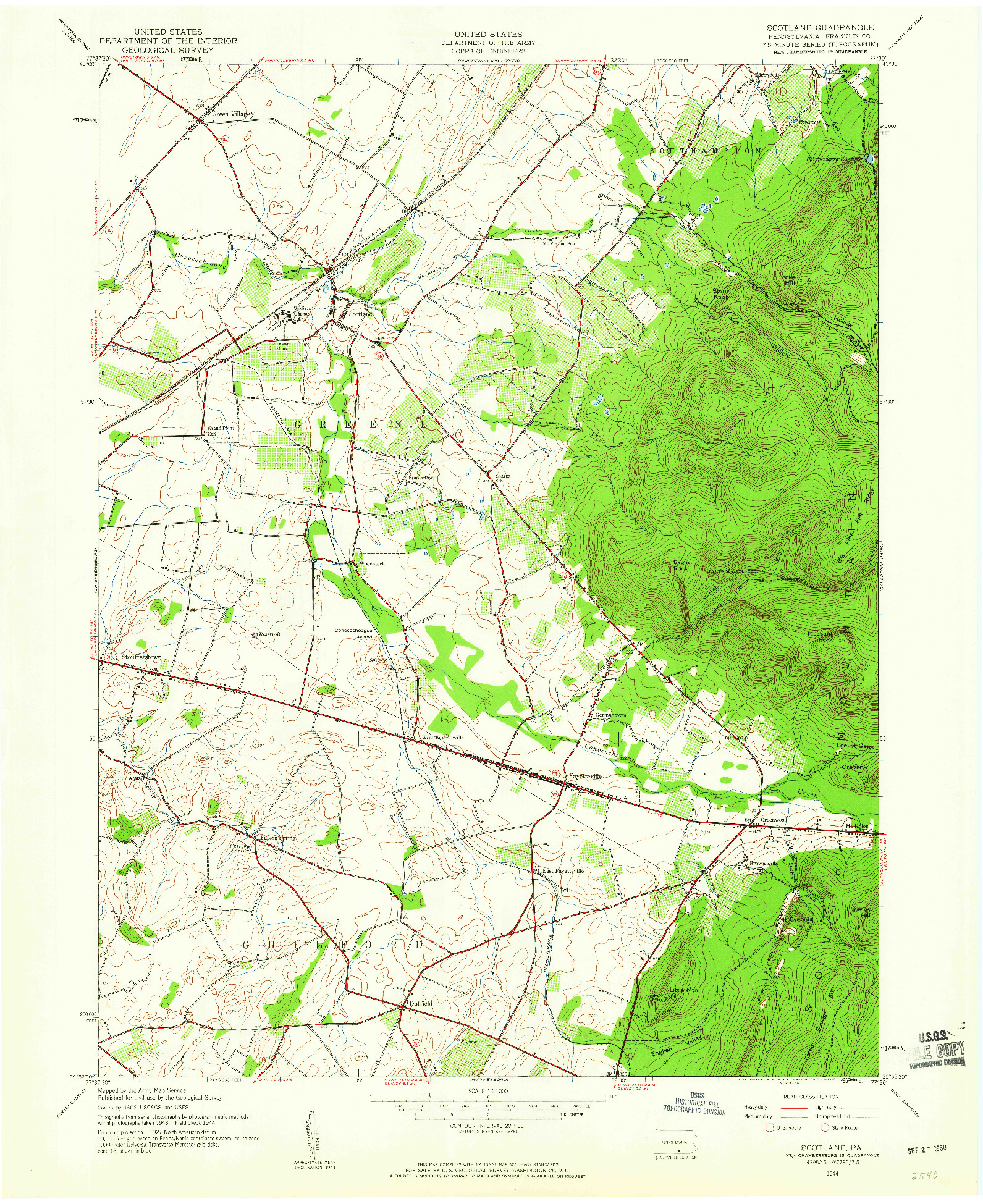 USGS 1:24000-SCALE QUADRANGLE FOR SCOTLAND, PA 1944