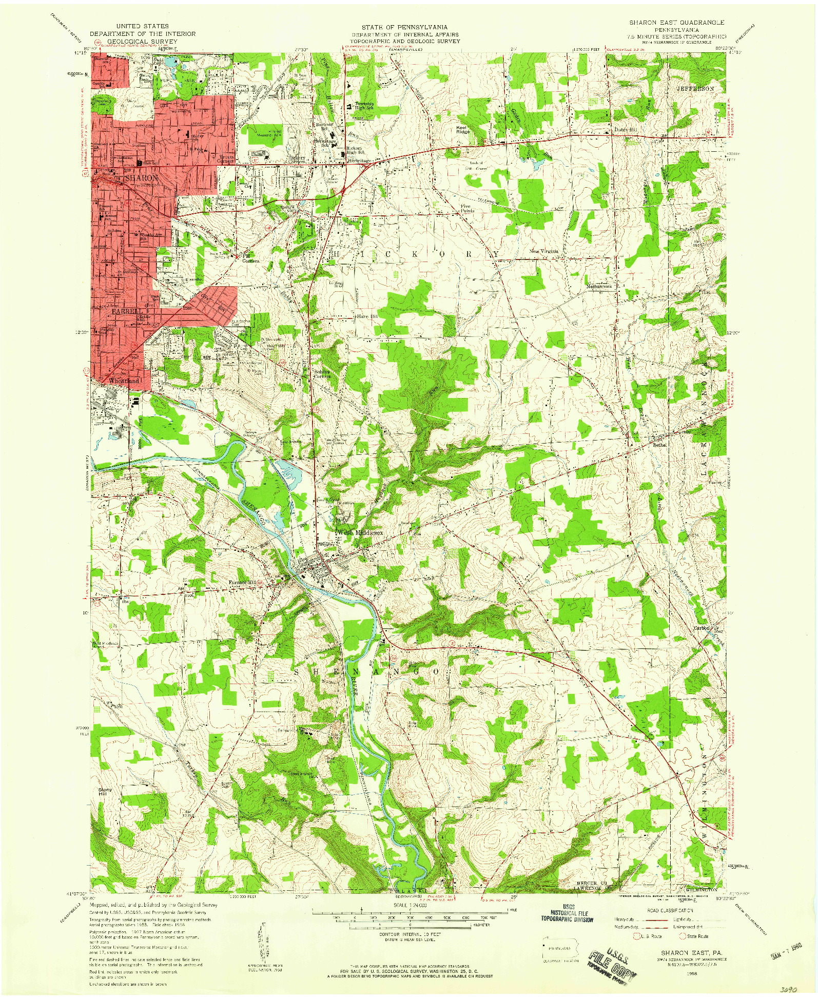 USGS 1:24000-SCALE QUADRANGLE FOR SHARON EAST, PA 1958