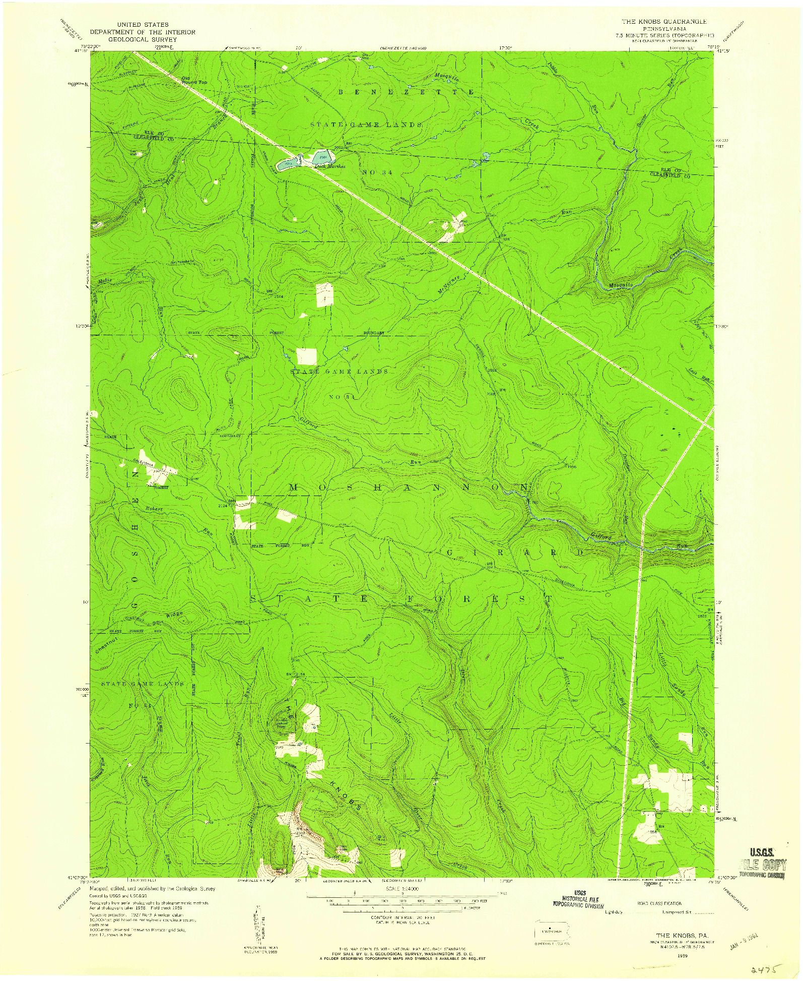 USGS 1:24000-SCALE QUADRANGLE FOR THE KNOBS, PA 1959