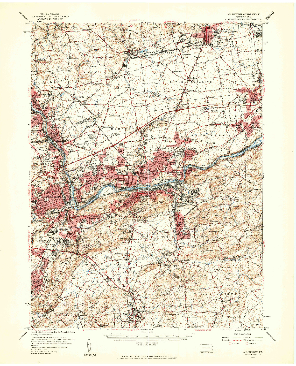 USGS 1:62500-SCALE QUADRANGLE FOR ALLENTOWN, PA 1957