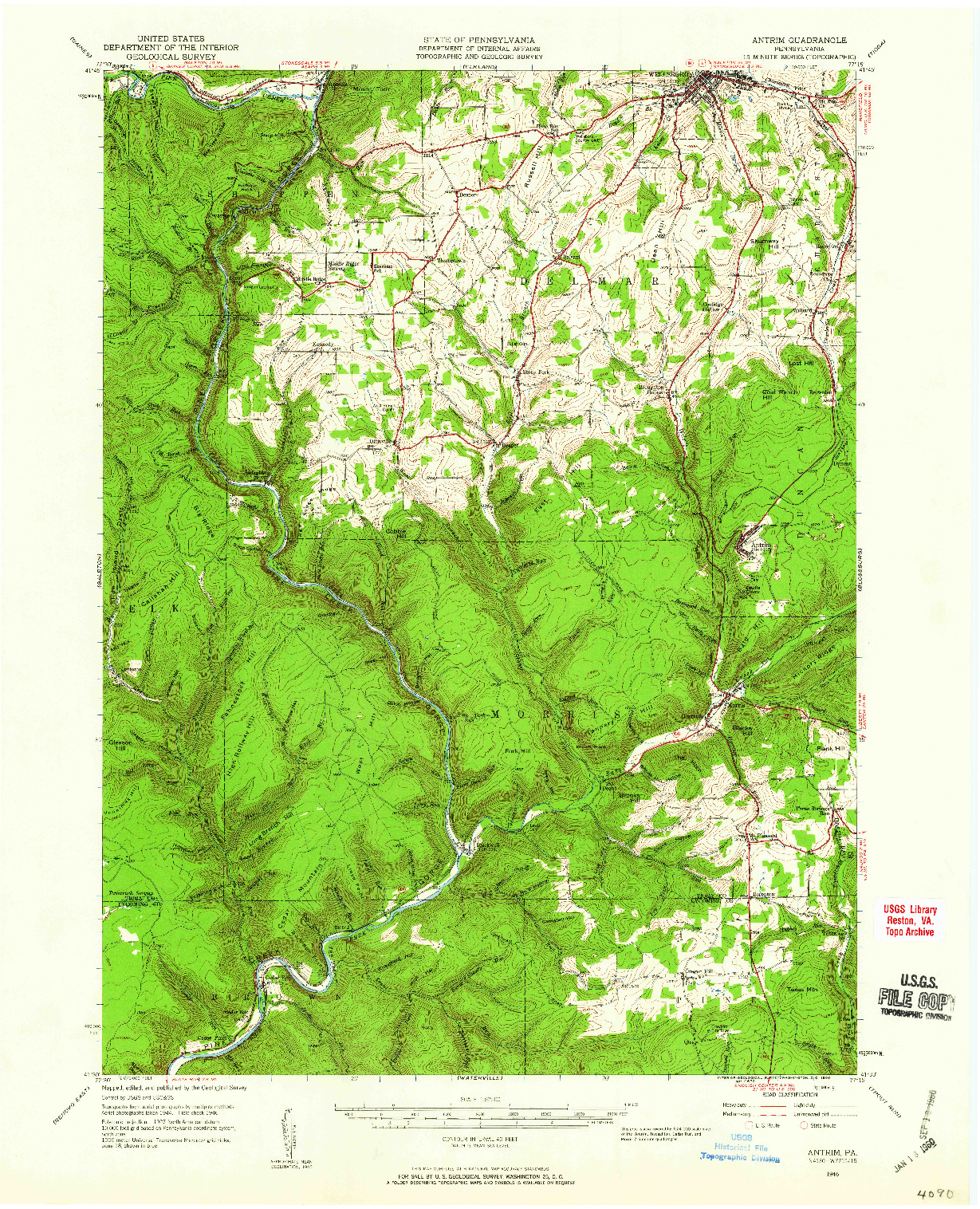 USGS 1:62500-SCALE QUADRANGLE FOR ANTRIM, PA 1946