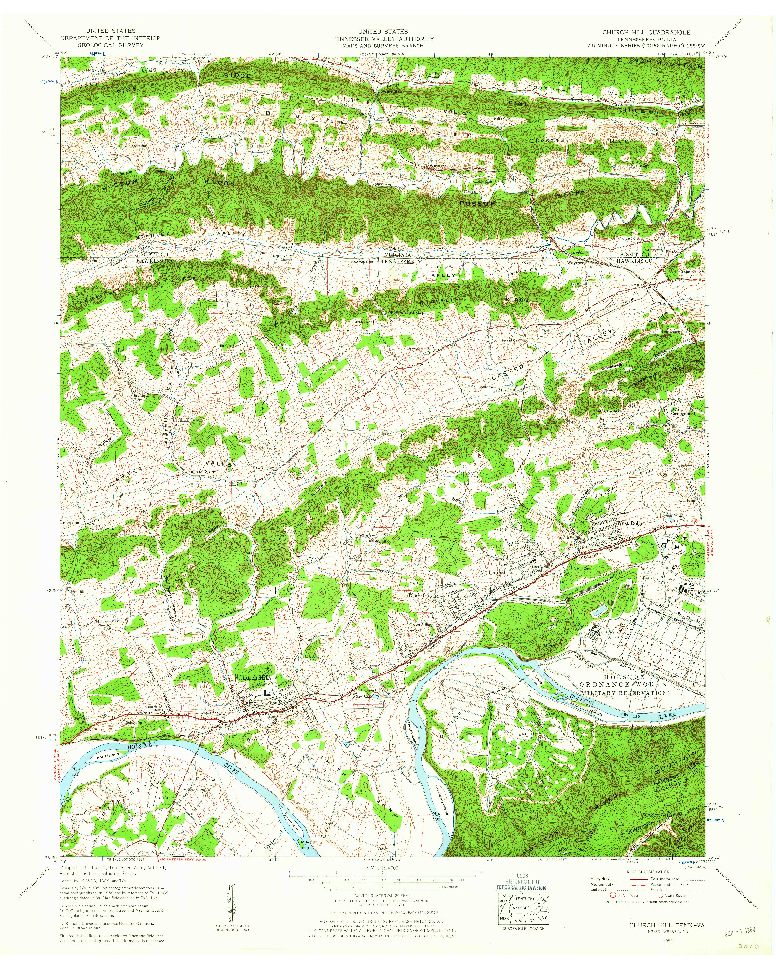 USGS 1:24000-SCALE QUADRANGLE FOR CHURCH HILL, TN 1959