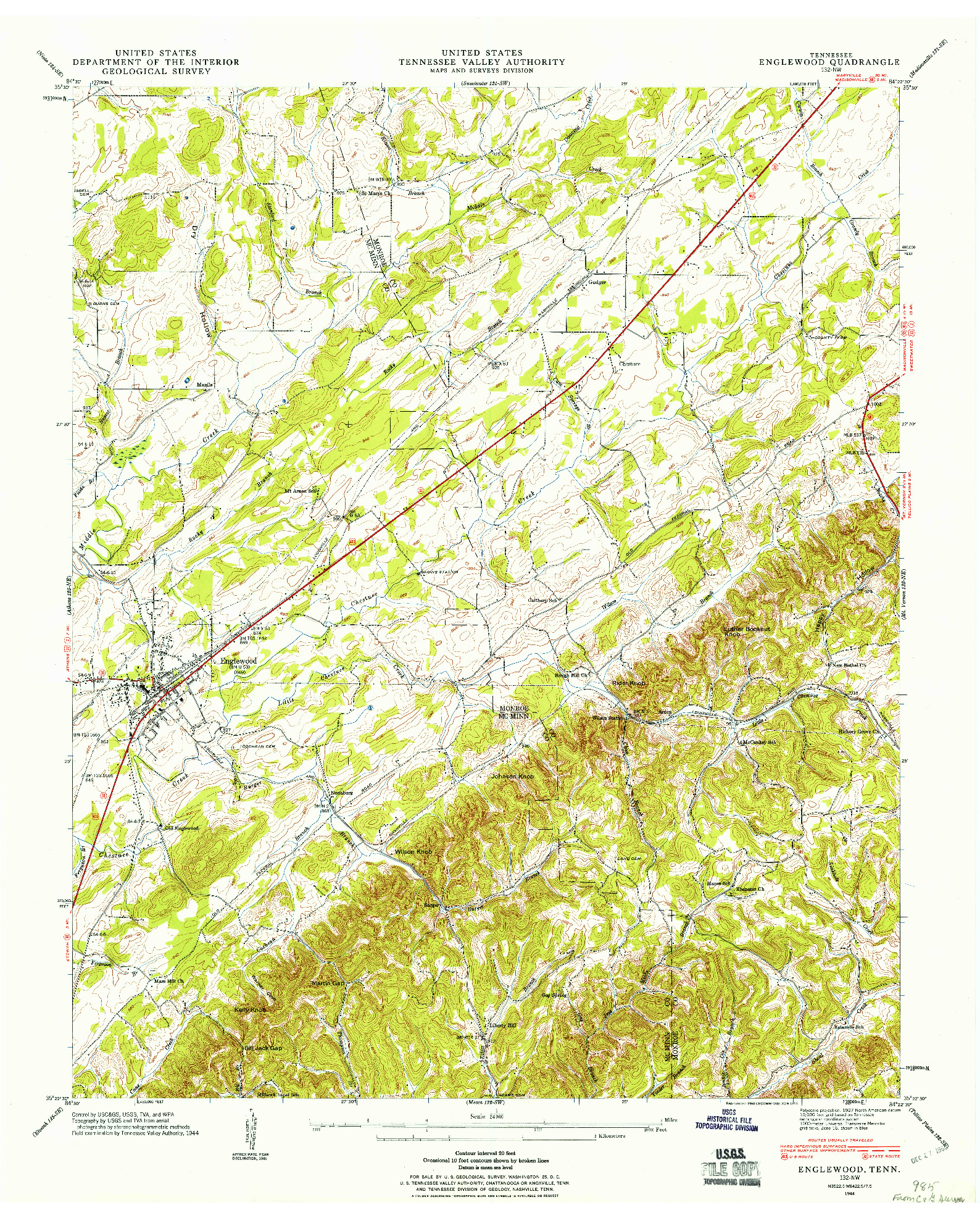 USGS 1:24000-SCALE QUADRANGLE FOR ENGLEWOOD, TN 1944