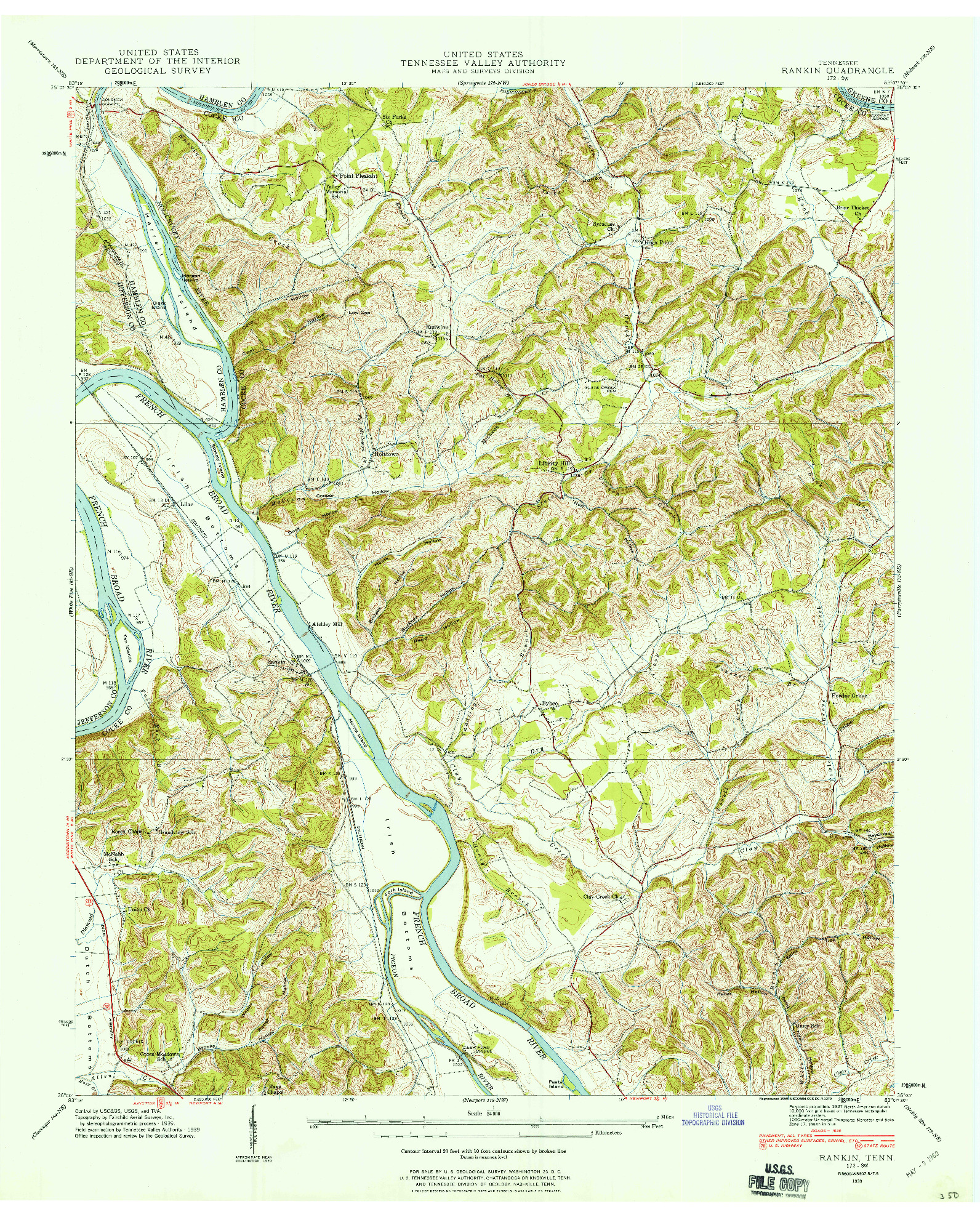 USGS 1:24000-SCALE QUADRANGLE FOR RANKIN, TN 1939